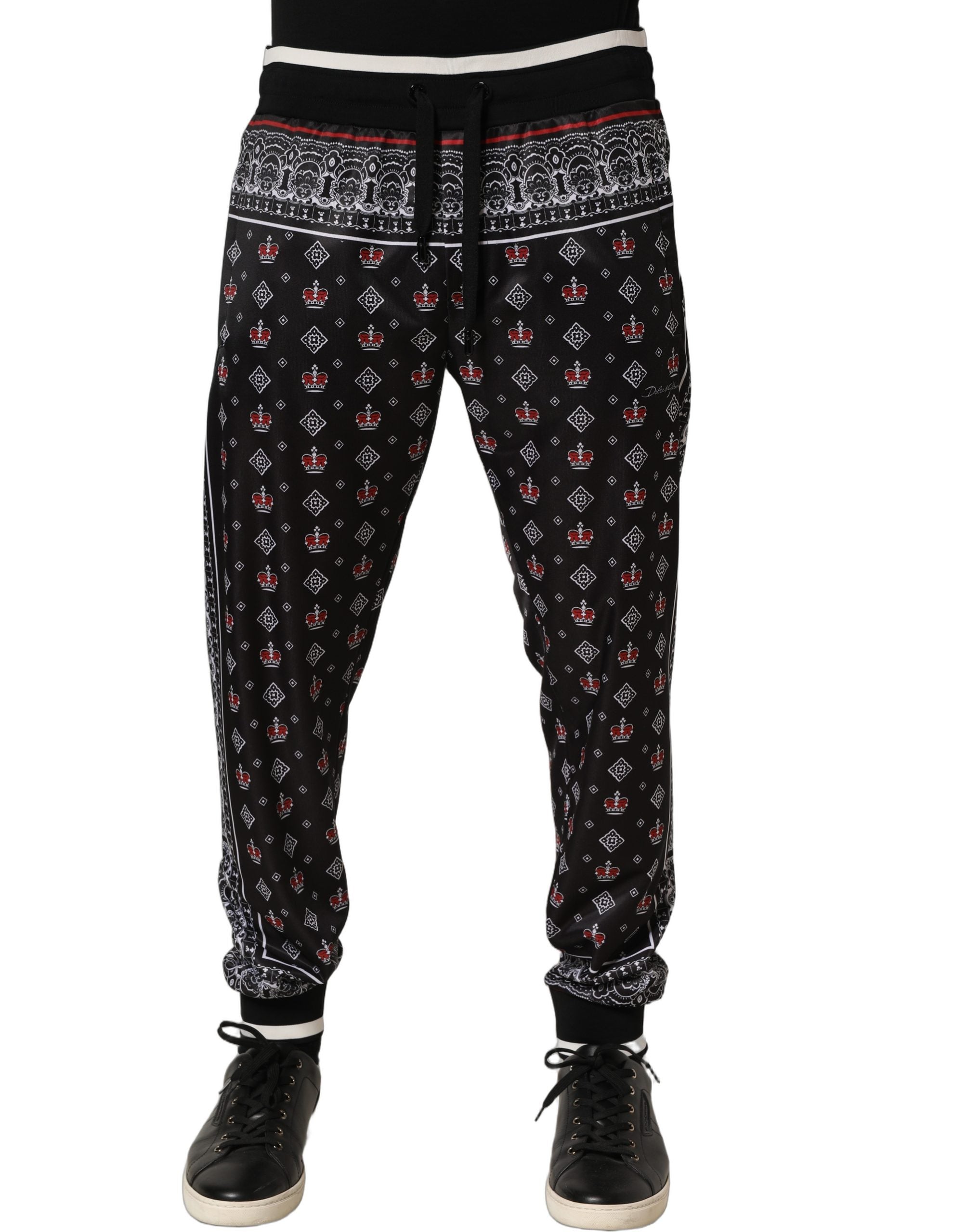 Dolce & Gabbana Schwarze Jogginghose mit Bandana-Krone für Herren