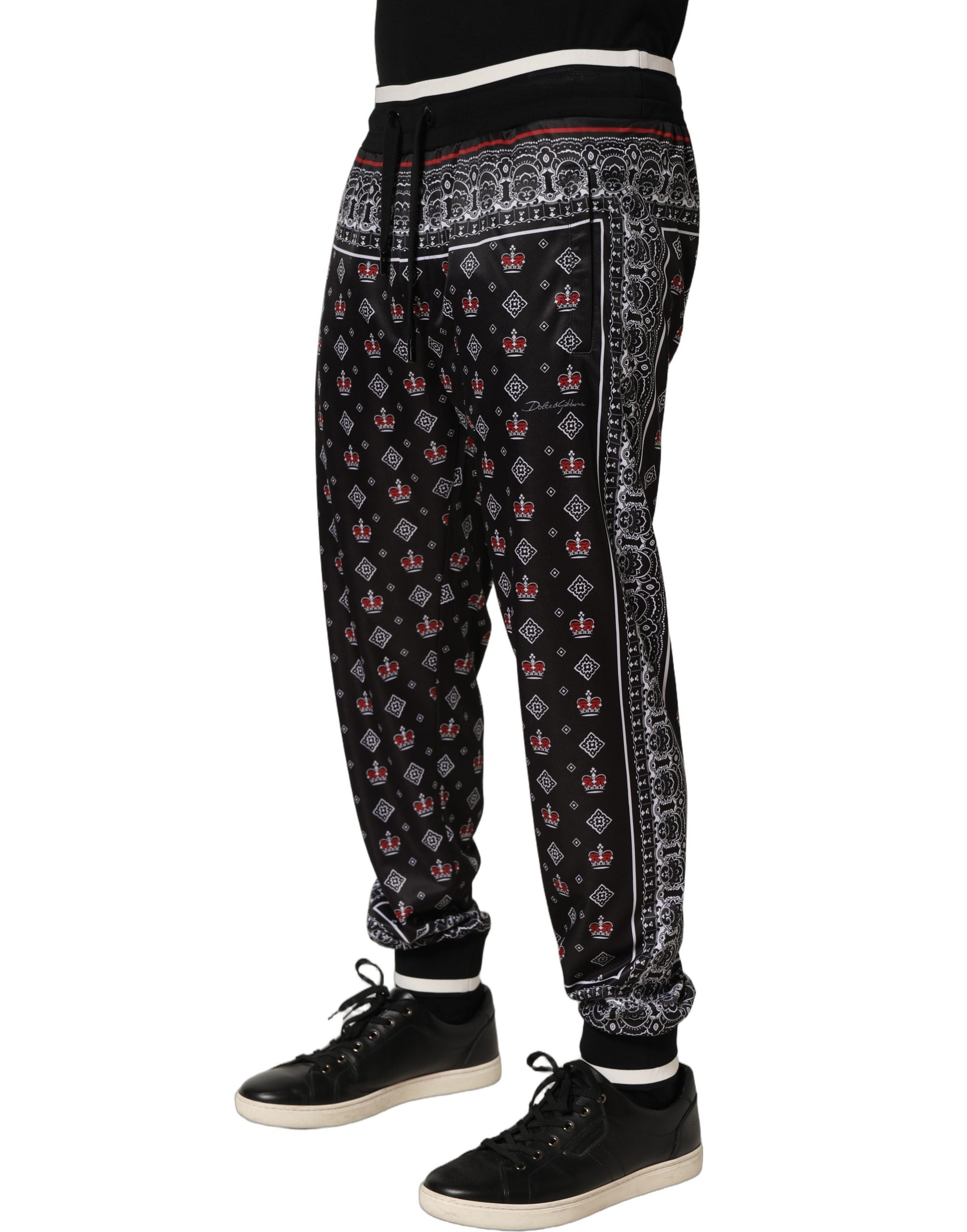 Dolce & Gabbana Schwarze Jogginghose mit Bandana-Krone für Herren