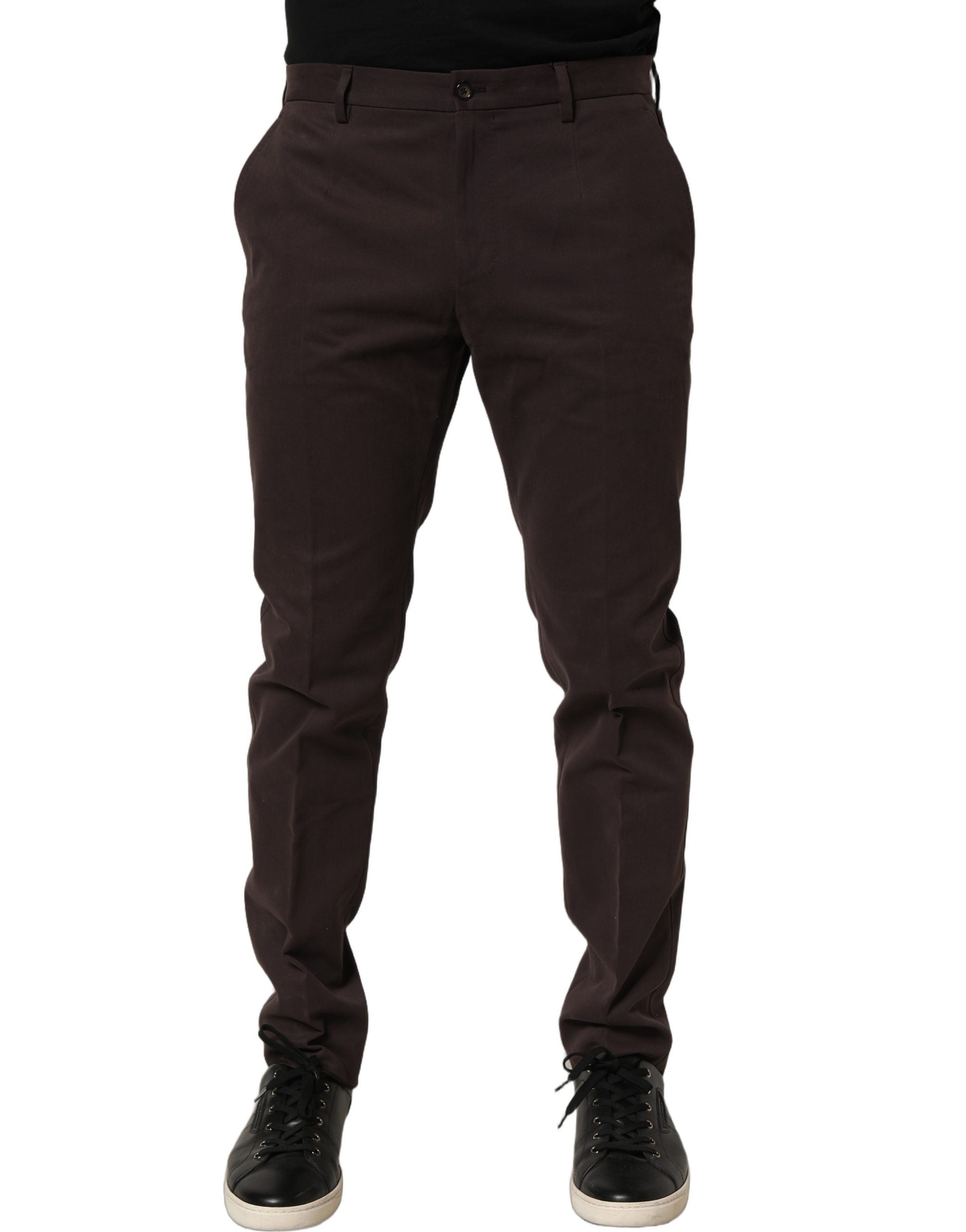Dolce & Gabbana Braune Baumwoll-Röhrenhose im Skinny-Fit