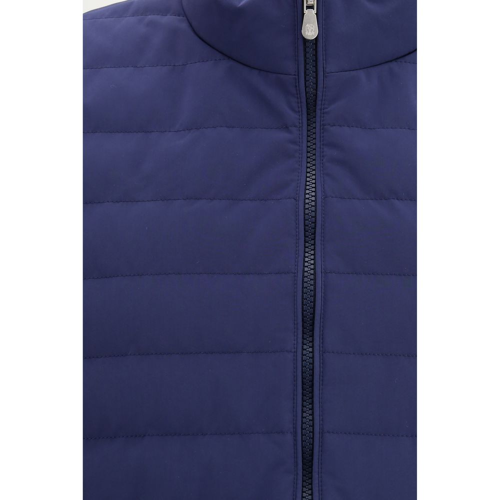 Brunello Cucinelli Ärmellose blaue Jacke aus Polyester