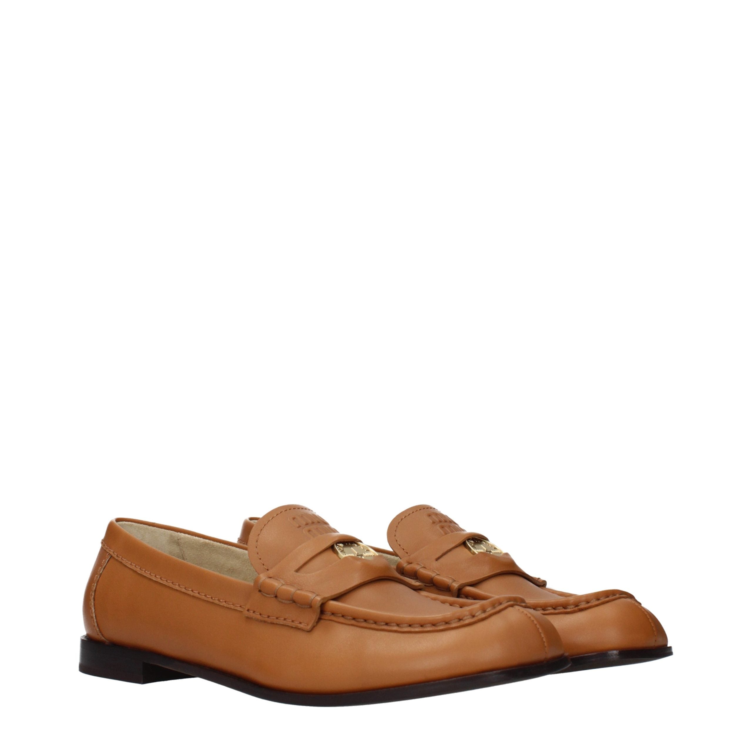 Miu Miu Braune Loafer aus Leder zum Hineinschlüpfen