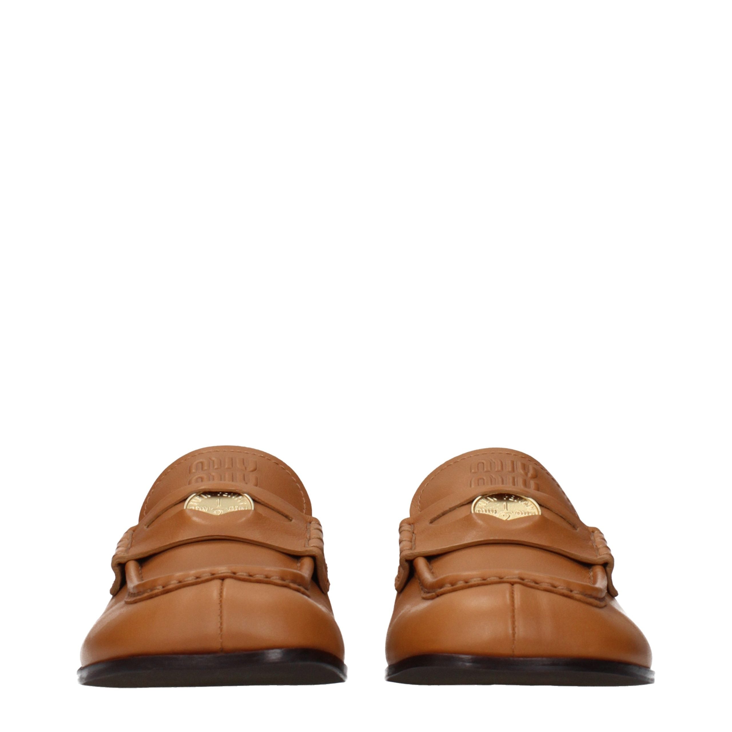 Miu Miu Braune Loafer aus Leder zum Hineinschlüpfen