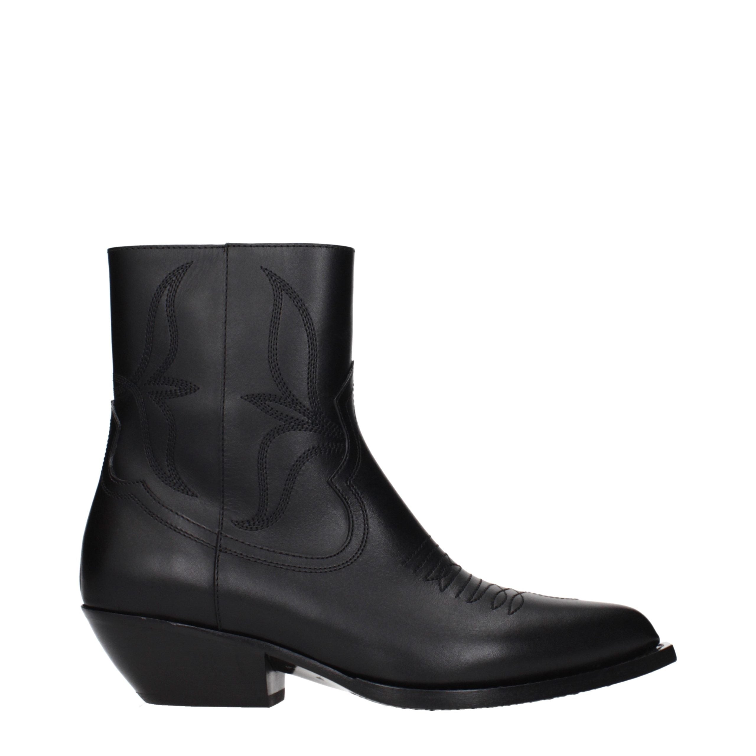 Celine Schwarze Leder-Stiefeletten