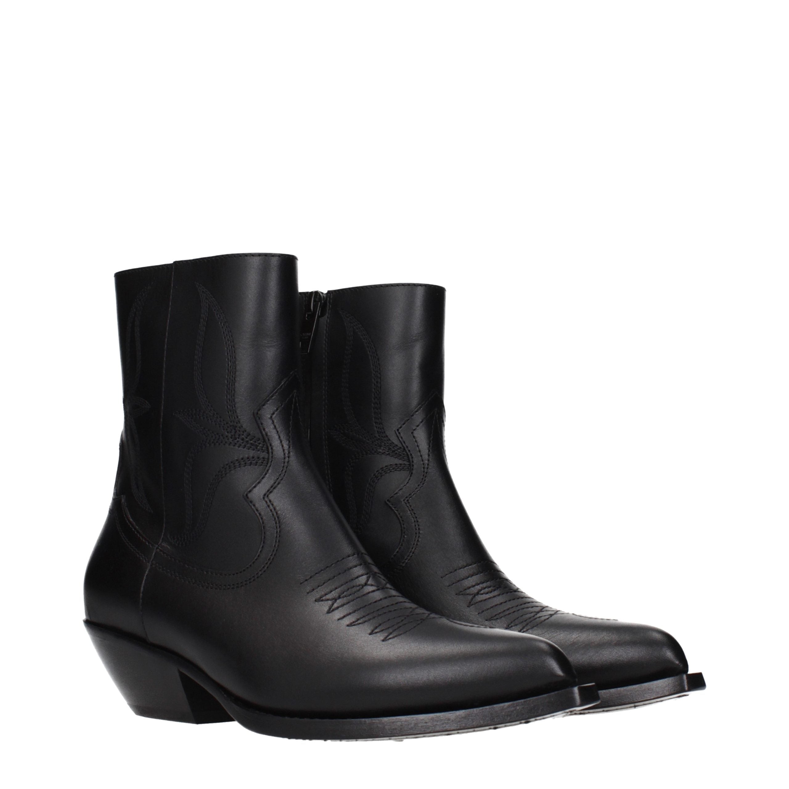 Celine Schwarze Leder-Stiefeletten