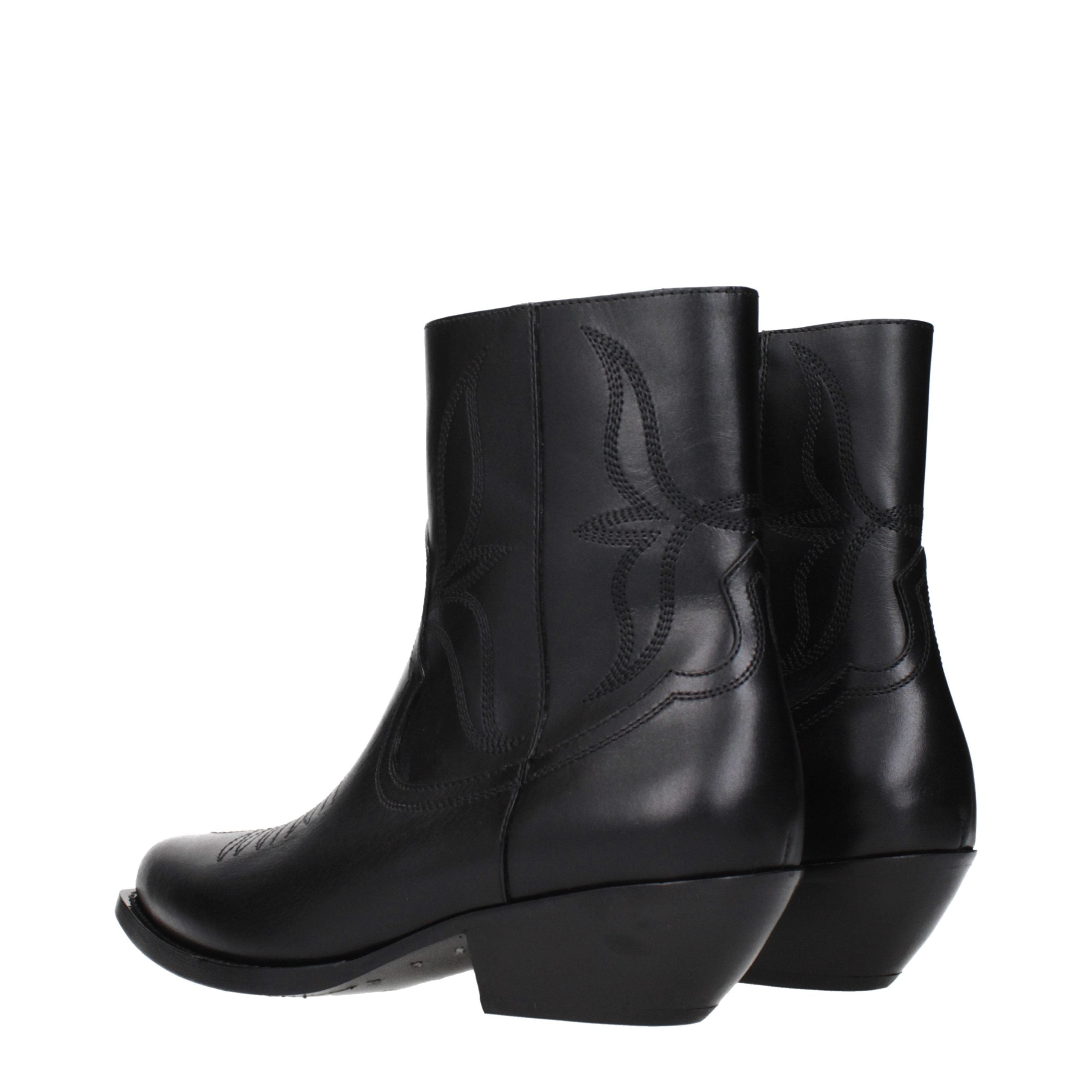 Celine Schwarze Leder-Stiefeletten