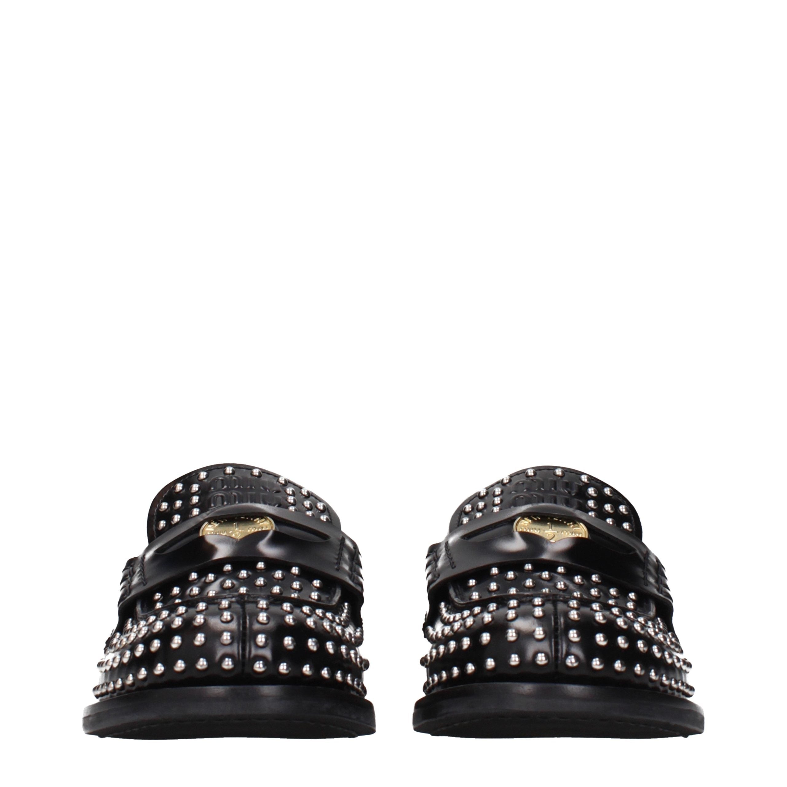 Miu Miu Schwarze Leder Loafer zum Hineinschlüpfen