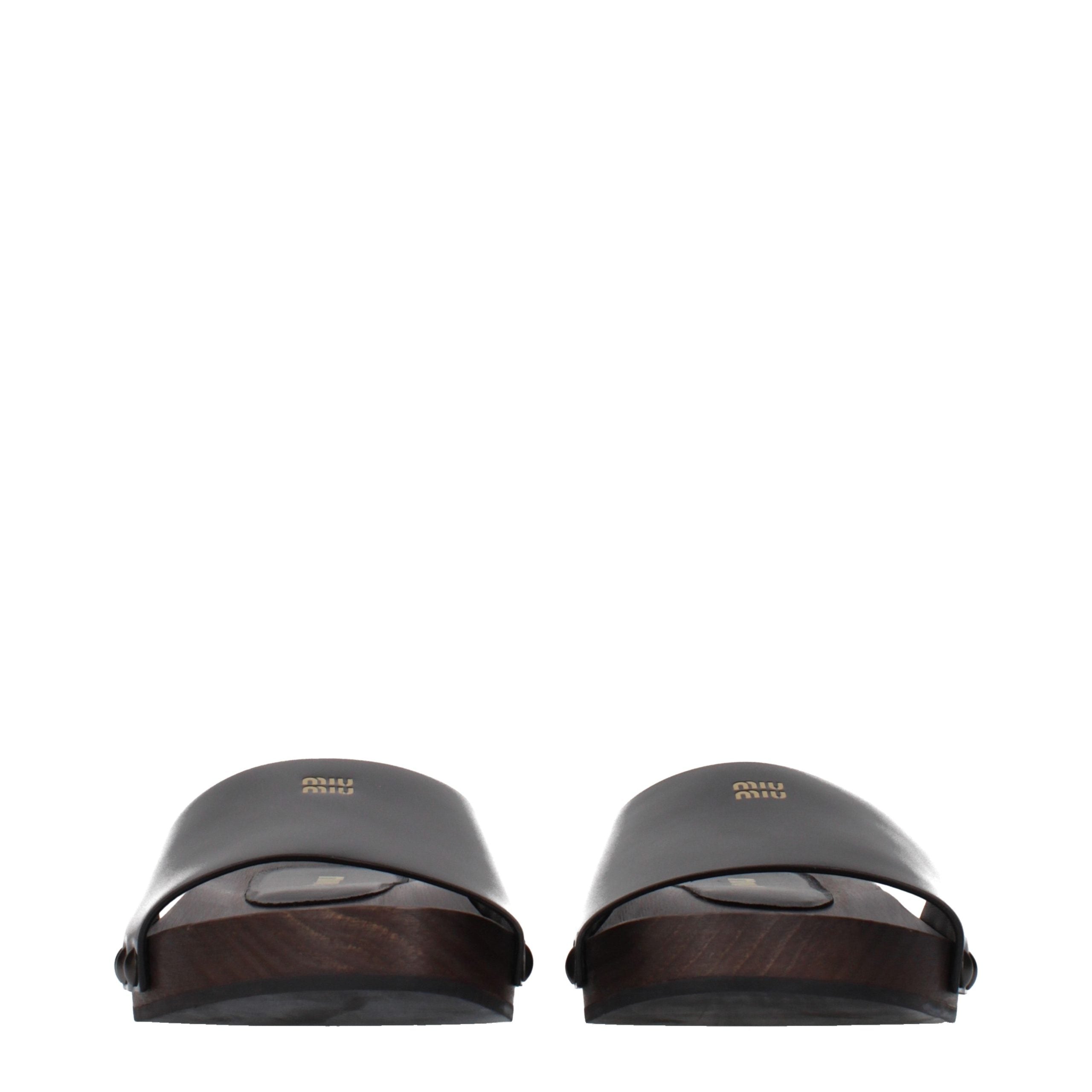 Miu Miu Schwarze Leder-Slipper