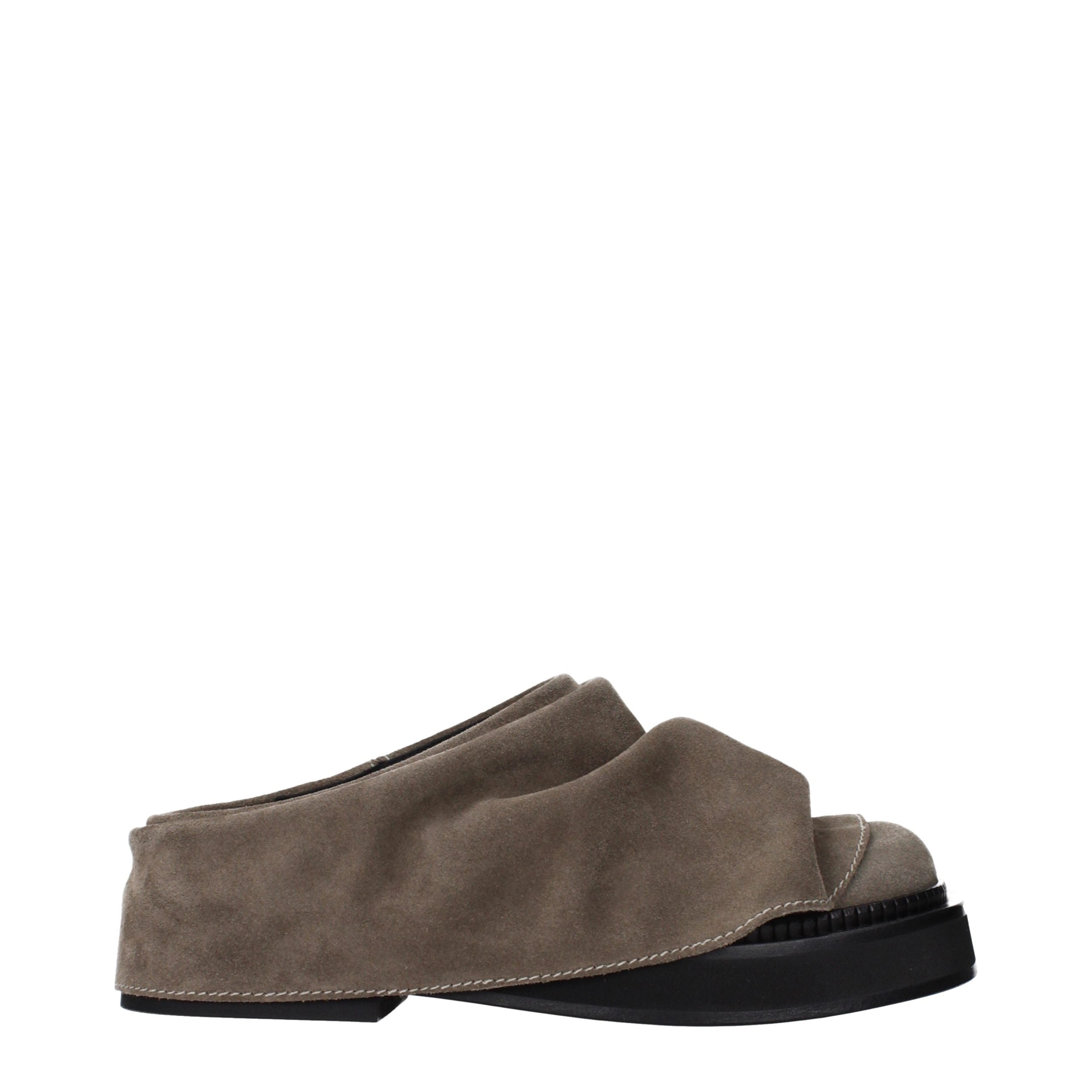 The Attico Graue Leder-Slipper