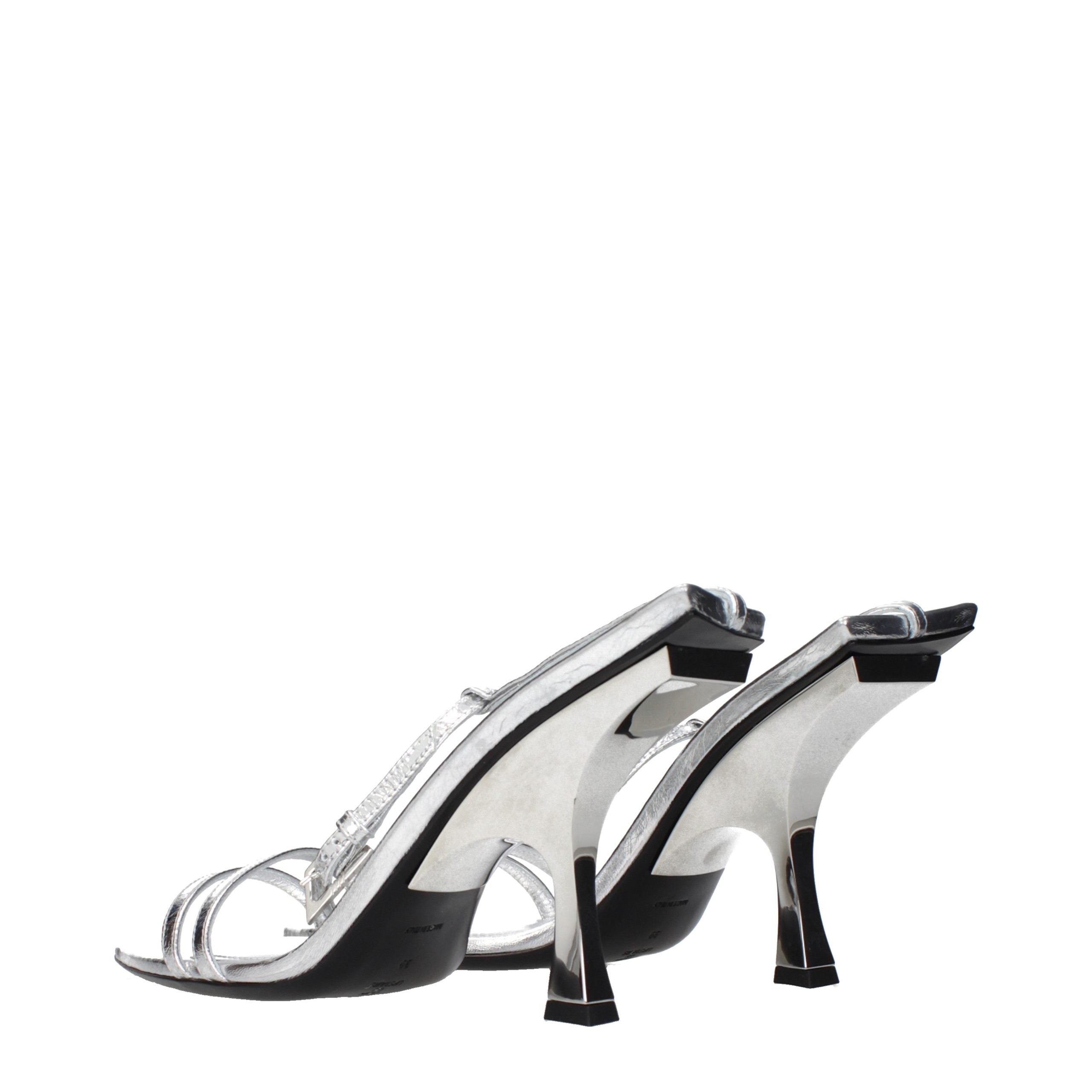 The Attico Graue Sandalen mit Stiletto-Absatz aus Leder