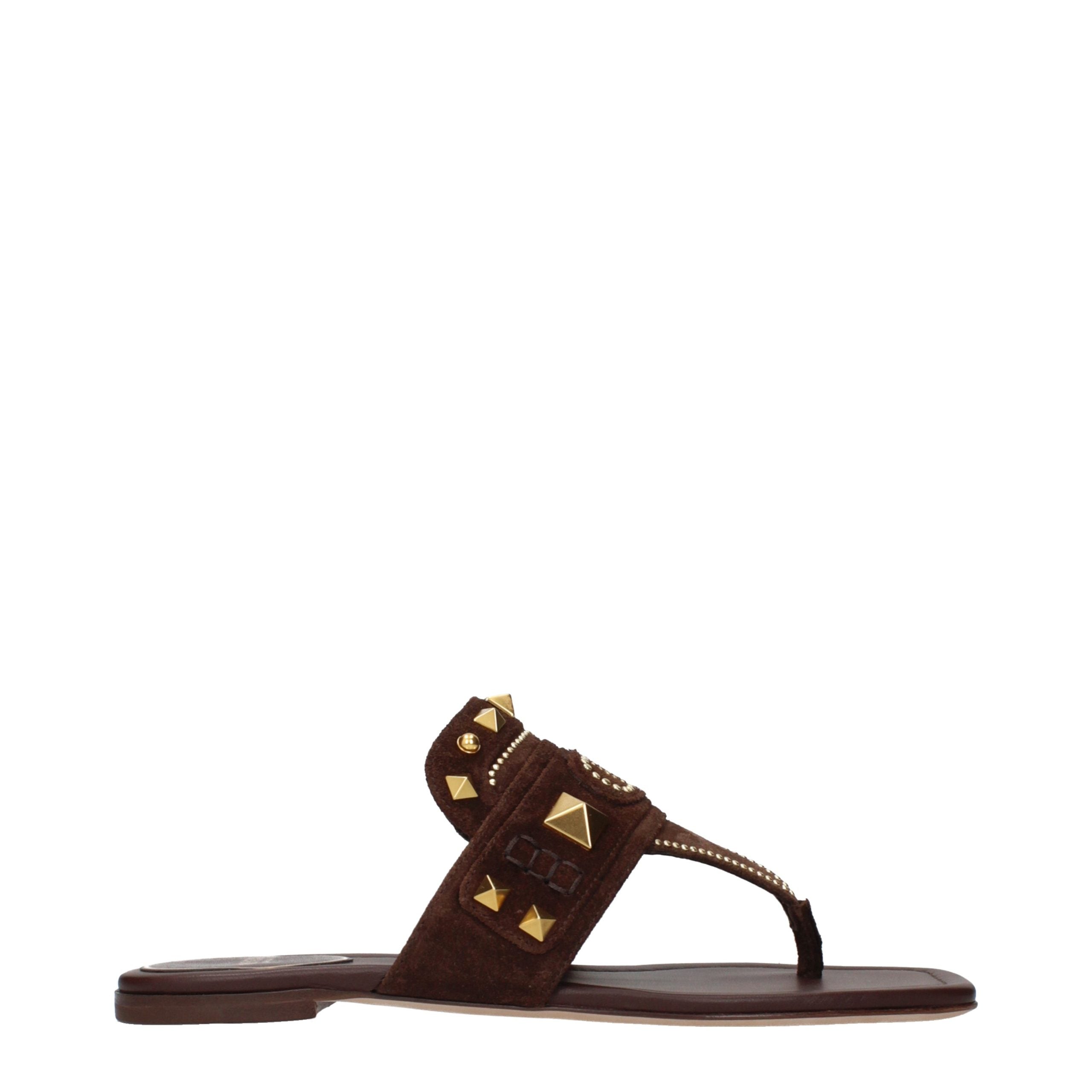Valentino Garavani Braune Leder-Flip-Flops
