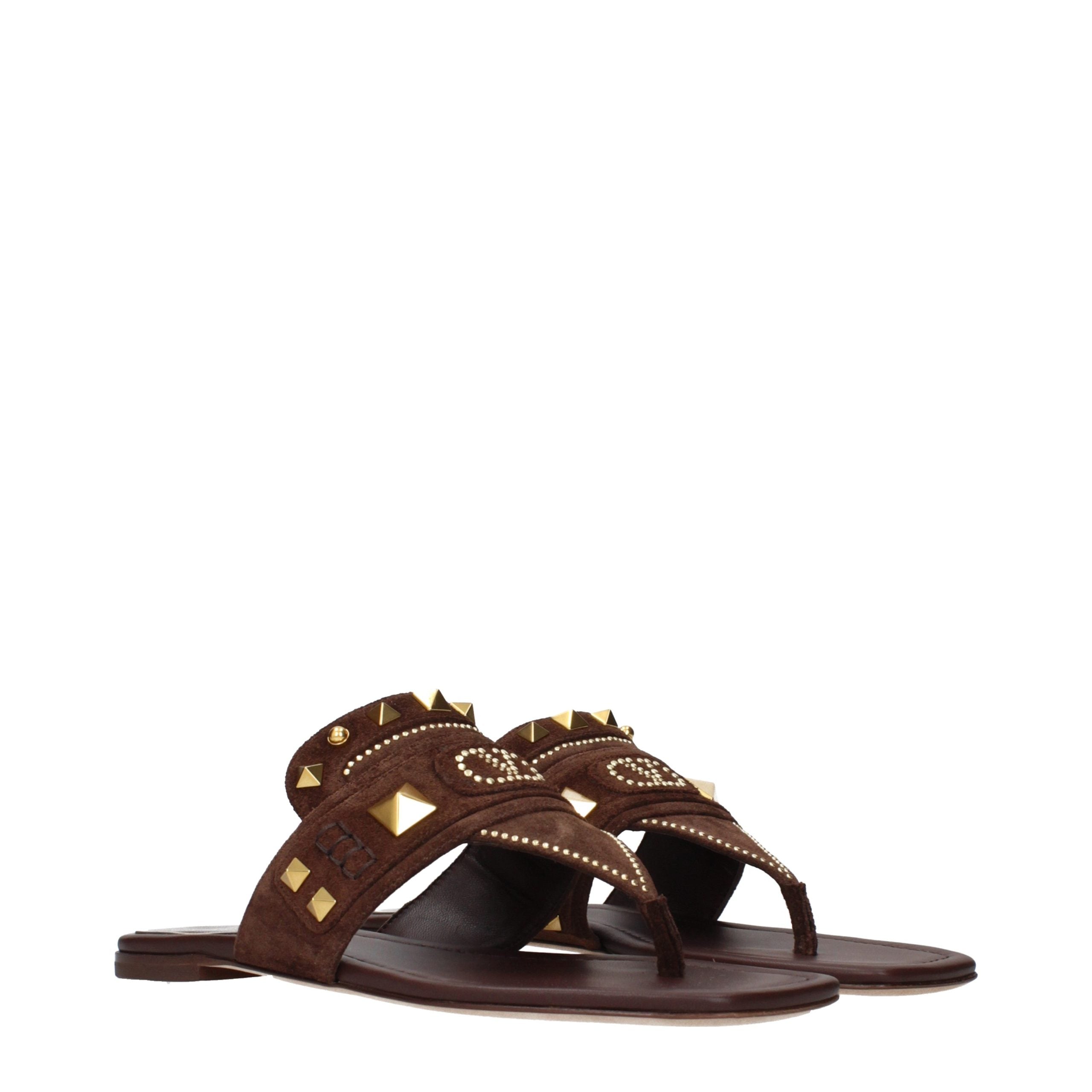 Valentino Garavani Braune Leder-Flip-Flops
