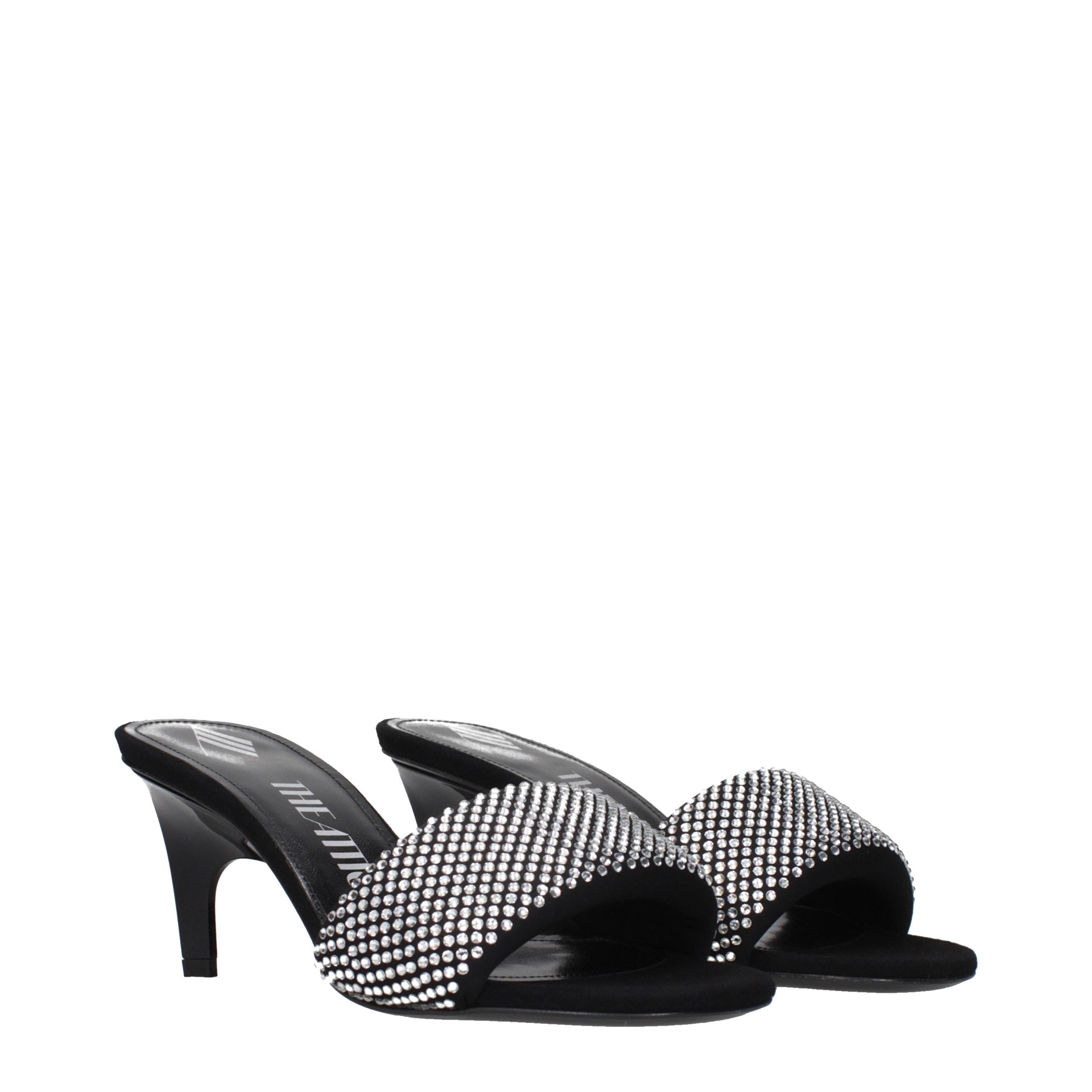 The Attico Schwarze Sandalen mit Stiletto-Absatz aus Stoff
