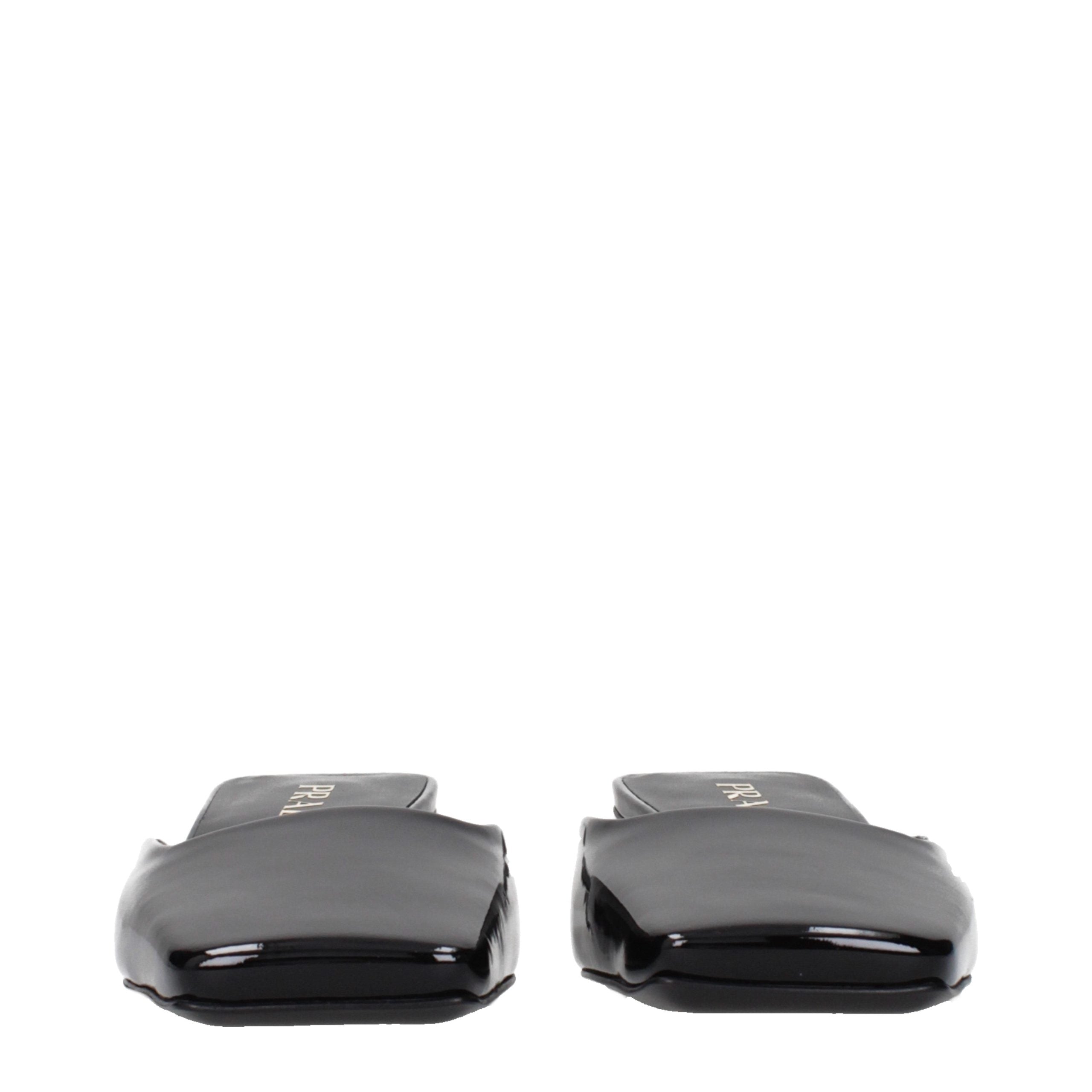 Prada Schwarze flache Sandalen aus Leder