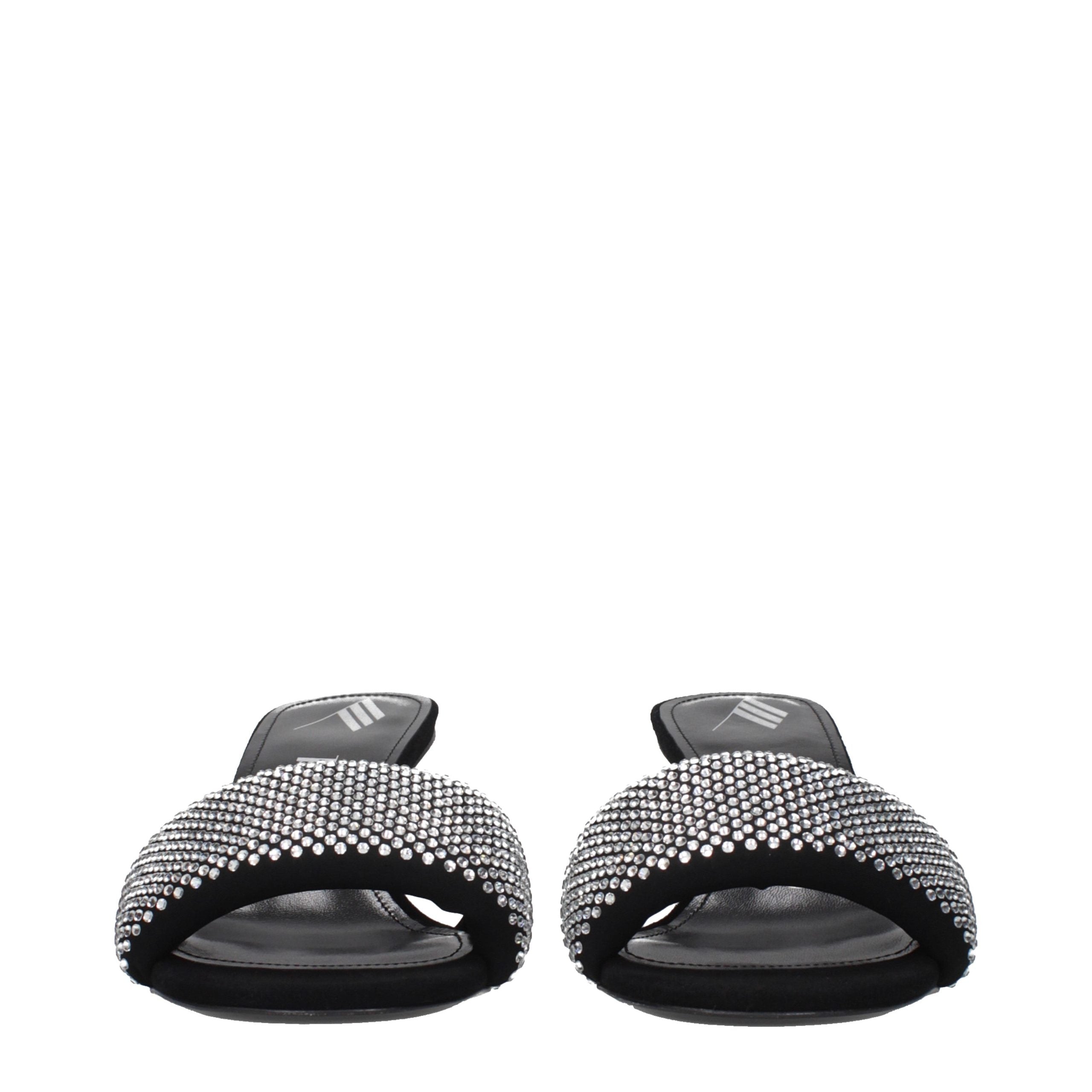 The Attico Schwarze Sandalen mit Stiletto-Absatz aus Stoff