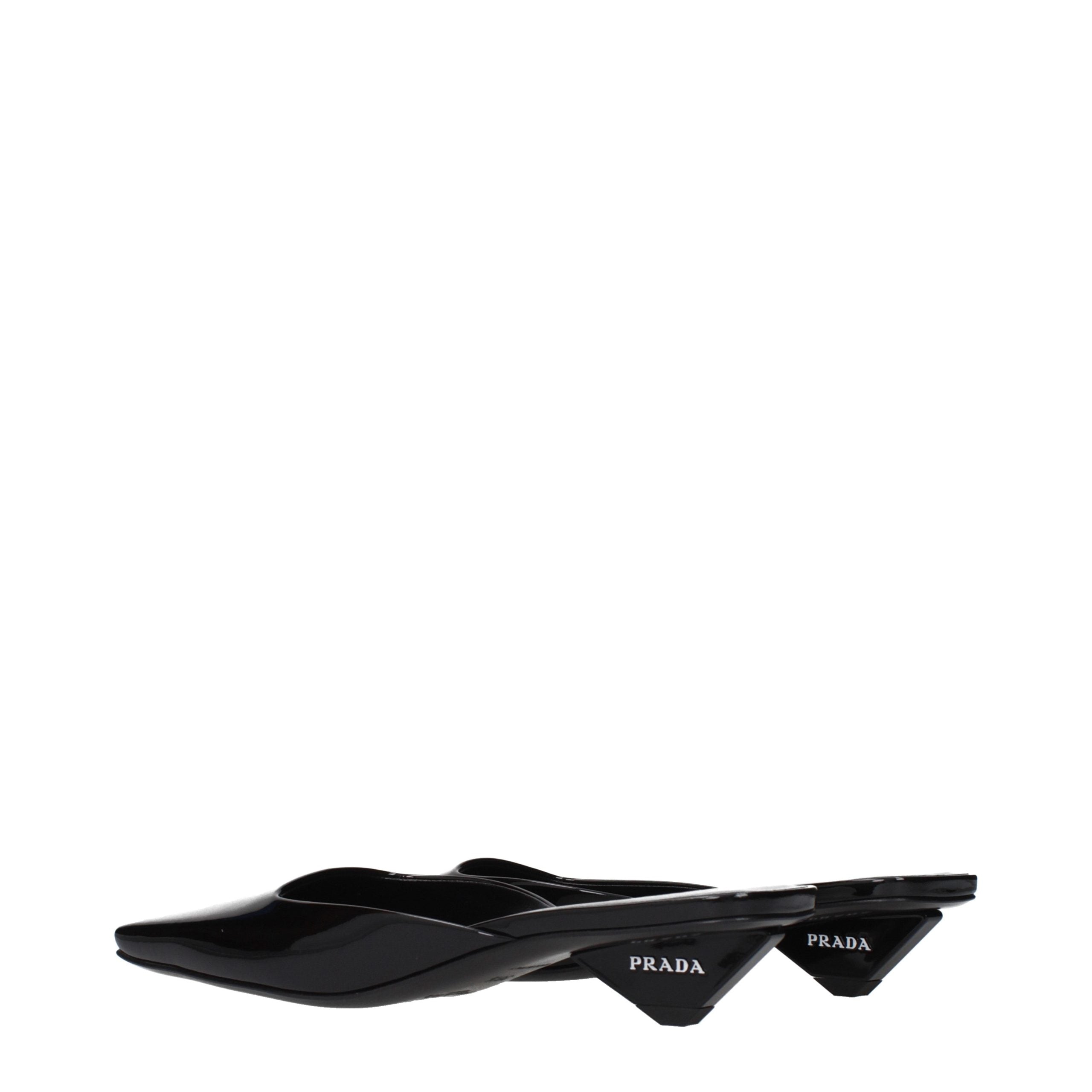 Prada Schwarze flache Sandalen aus Leder