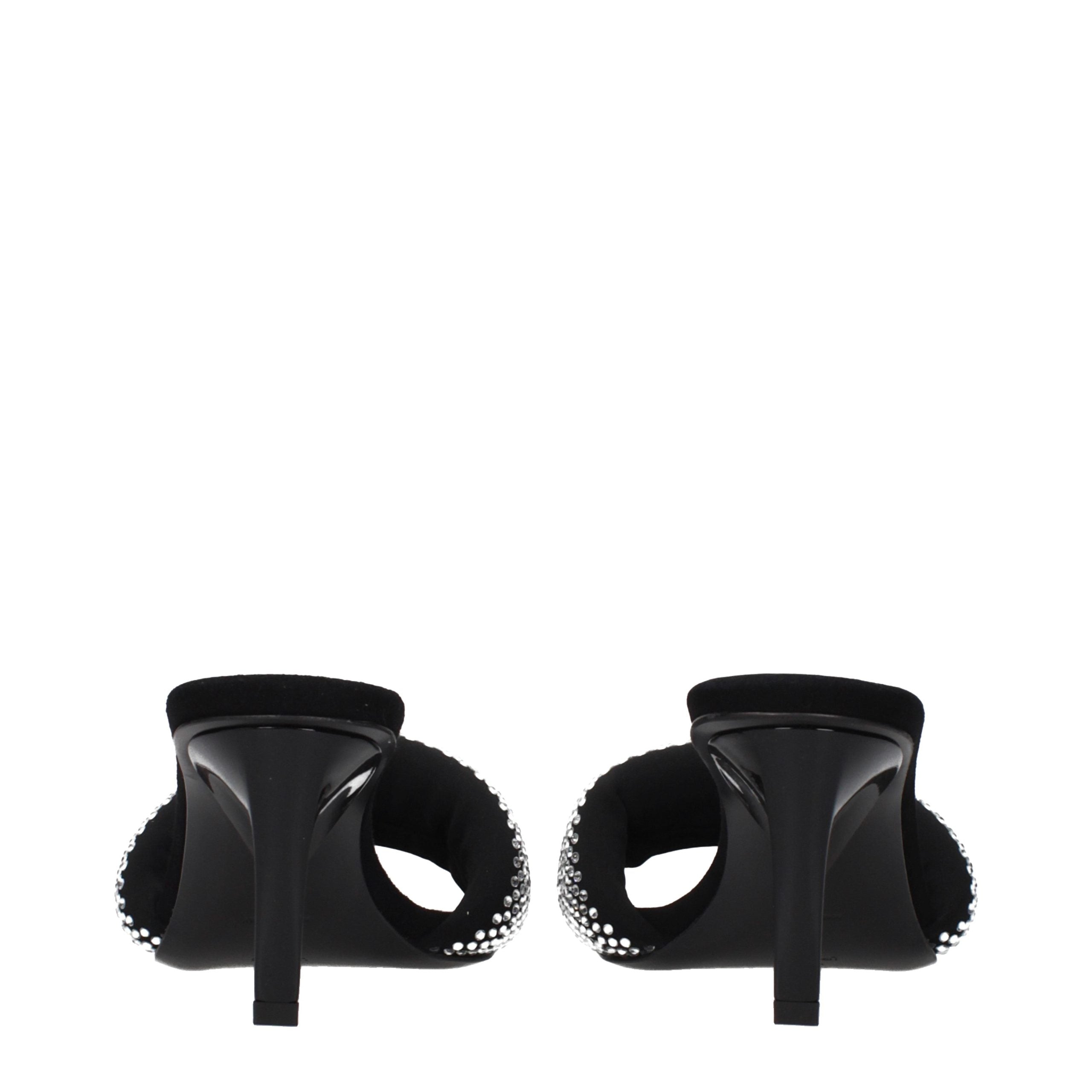 The Attico Schwarze Sandalen mit Stiletto-Absatz aus Stoff