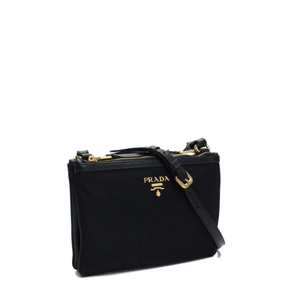Prada Schwarze Nylon Umhängetasche