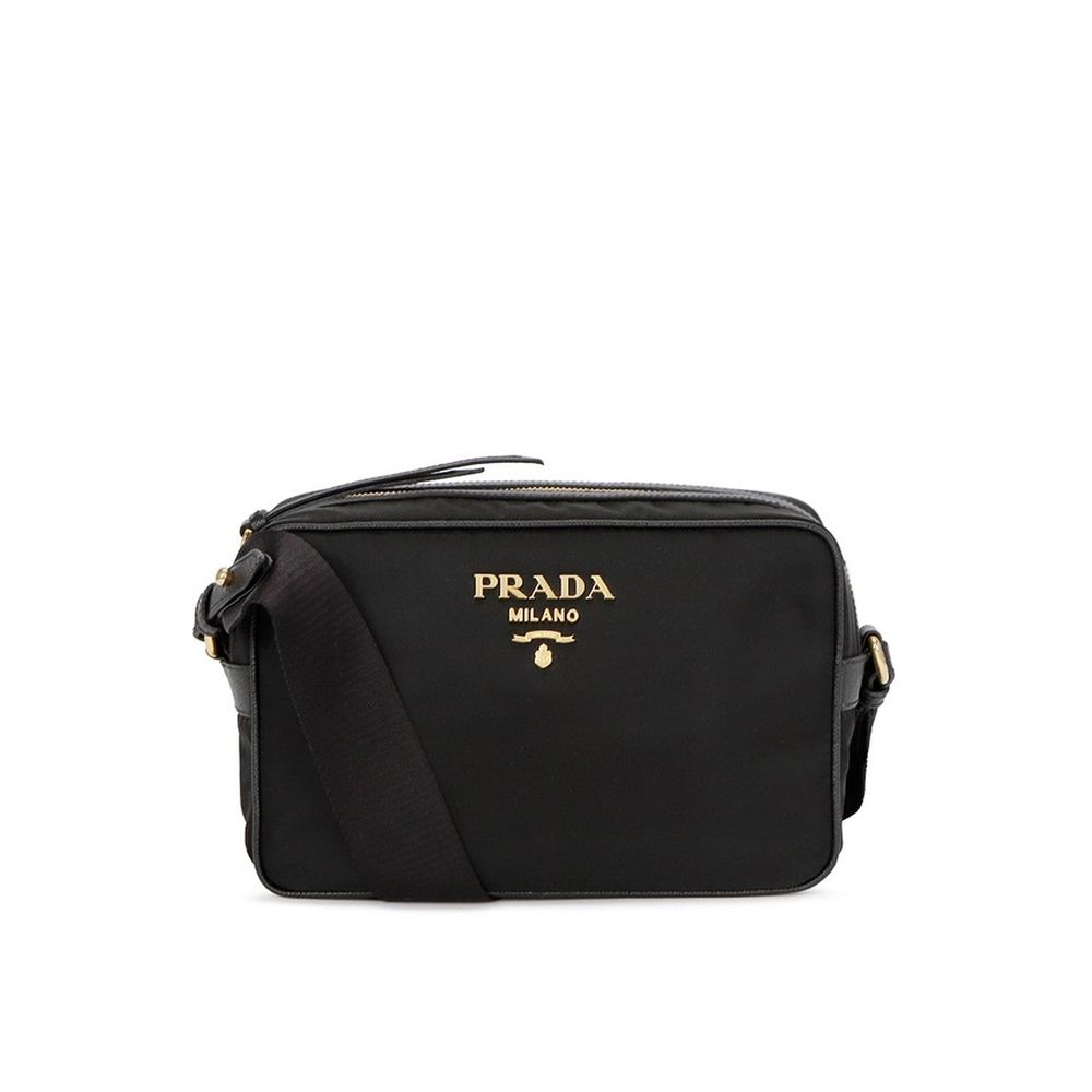 Prada Schwarze Bos Taurus Kalbsleder Schultertasche