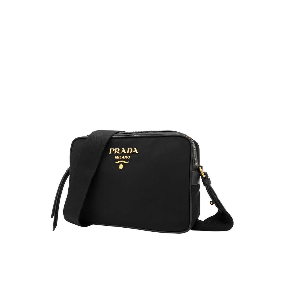 Prada Schwarze Bos Taurus Kalbsleder Schultertasche