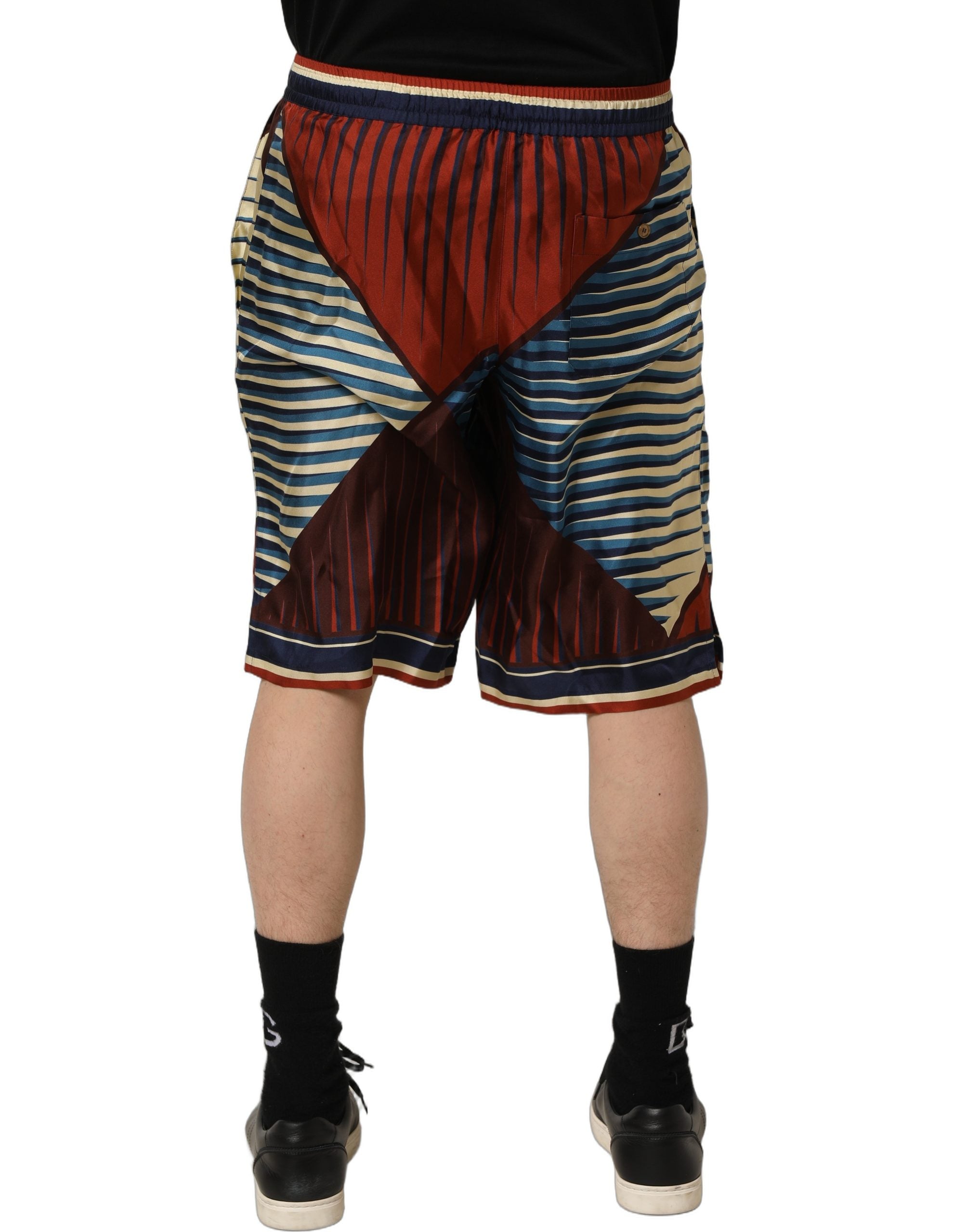 Dolce & Gabbana Mehrfarbige geometrische Bermuda-Shorts aus Seide für Herren