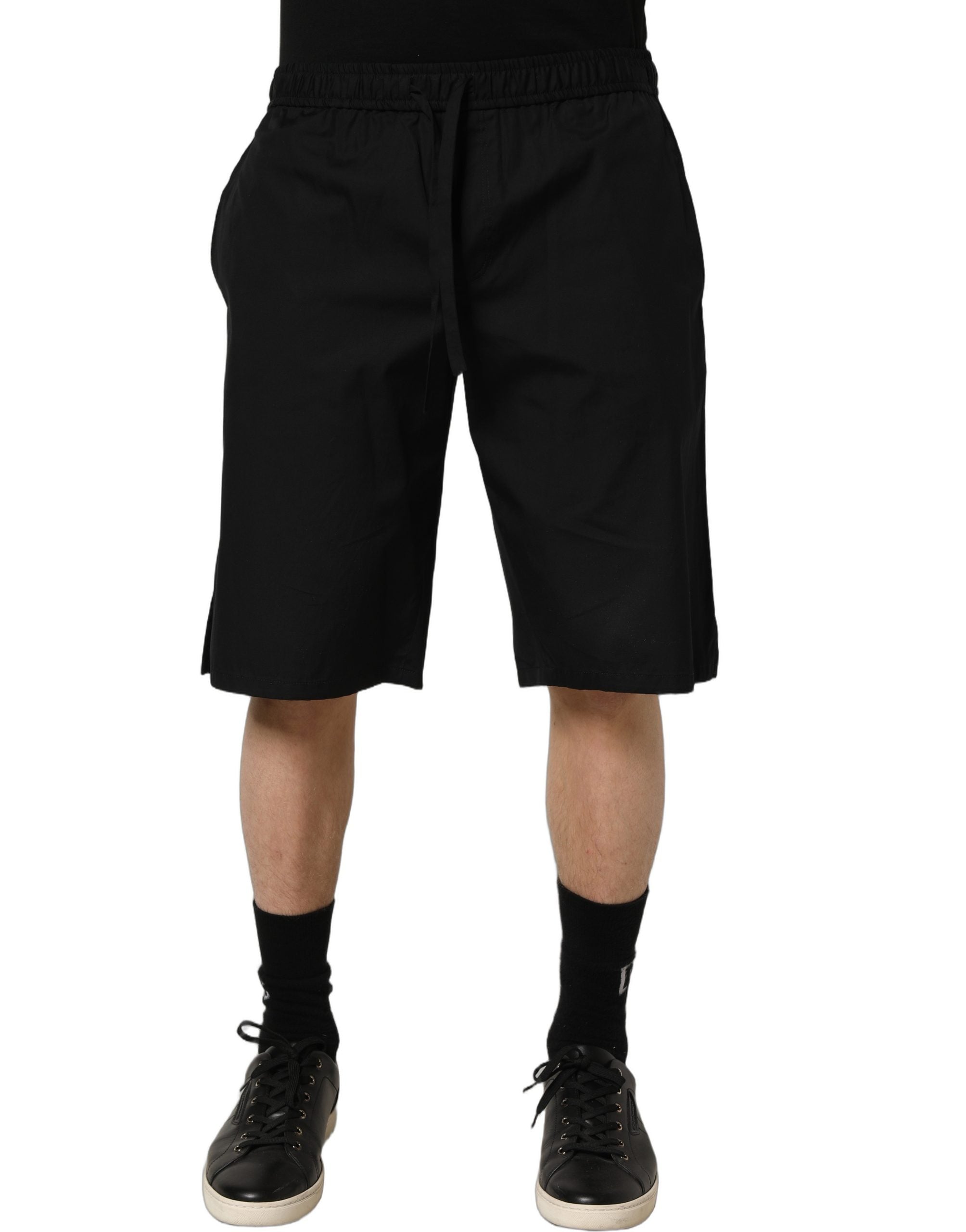 Dolce & Gabbana Schwarz Baumwolle Sweatshorts Männer Bermuda Shorts