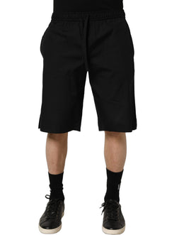 Dolce & Gabbana Schwarz Baumwolle Sweatshorts Männer Bermuda Shorts