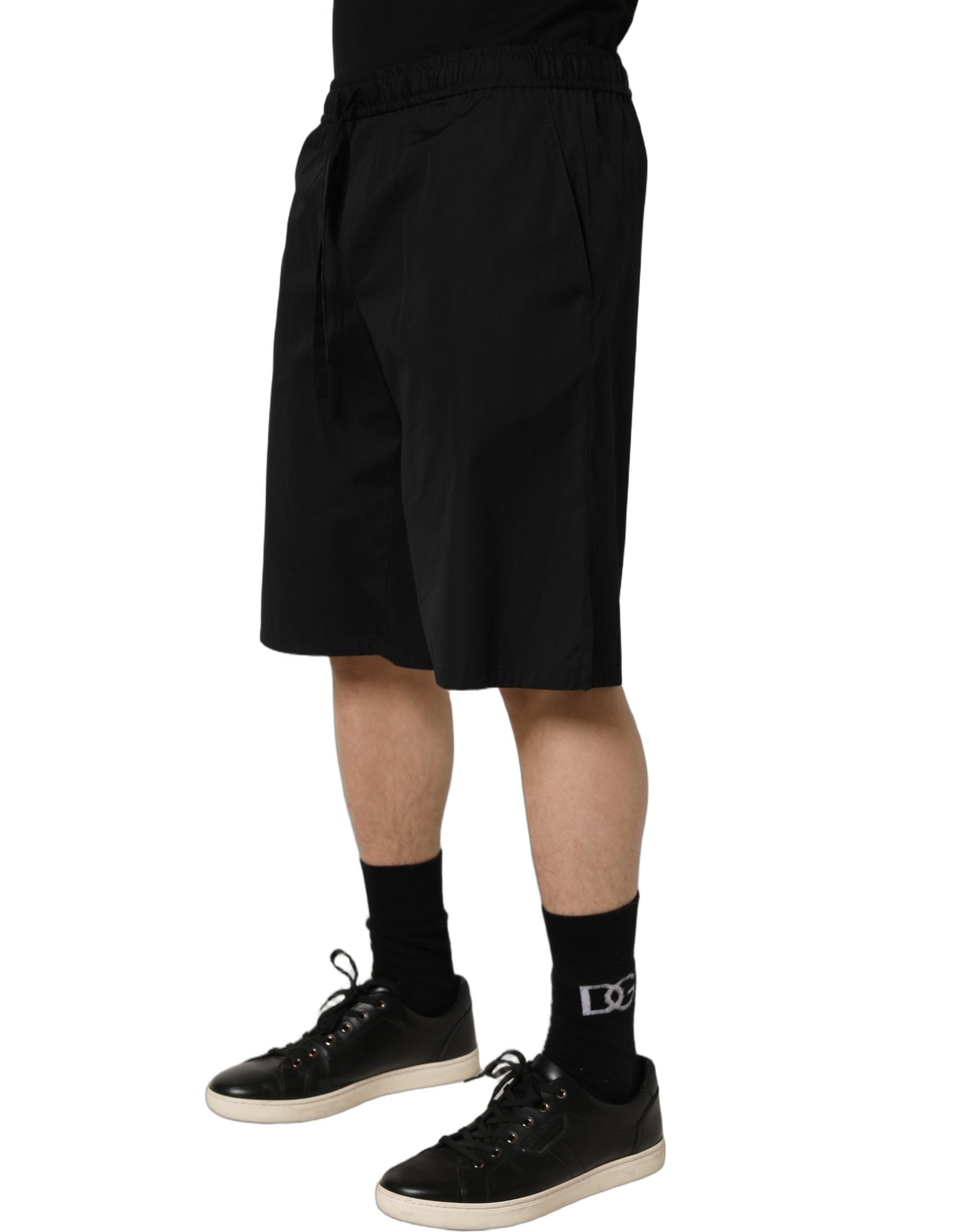 Dolce & Gabbana Schwarz Baumwolle Sweatshorts Männer Bermuda Shorts