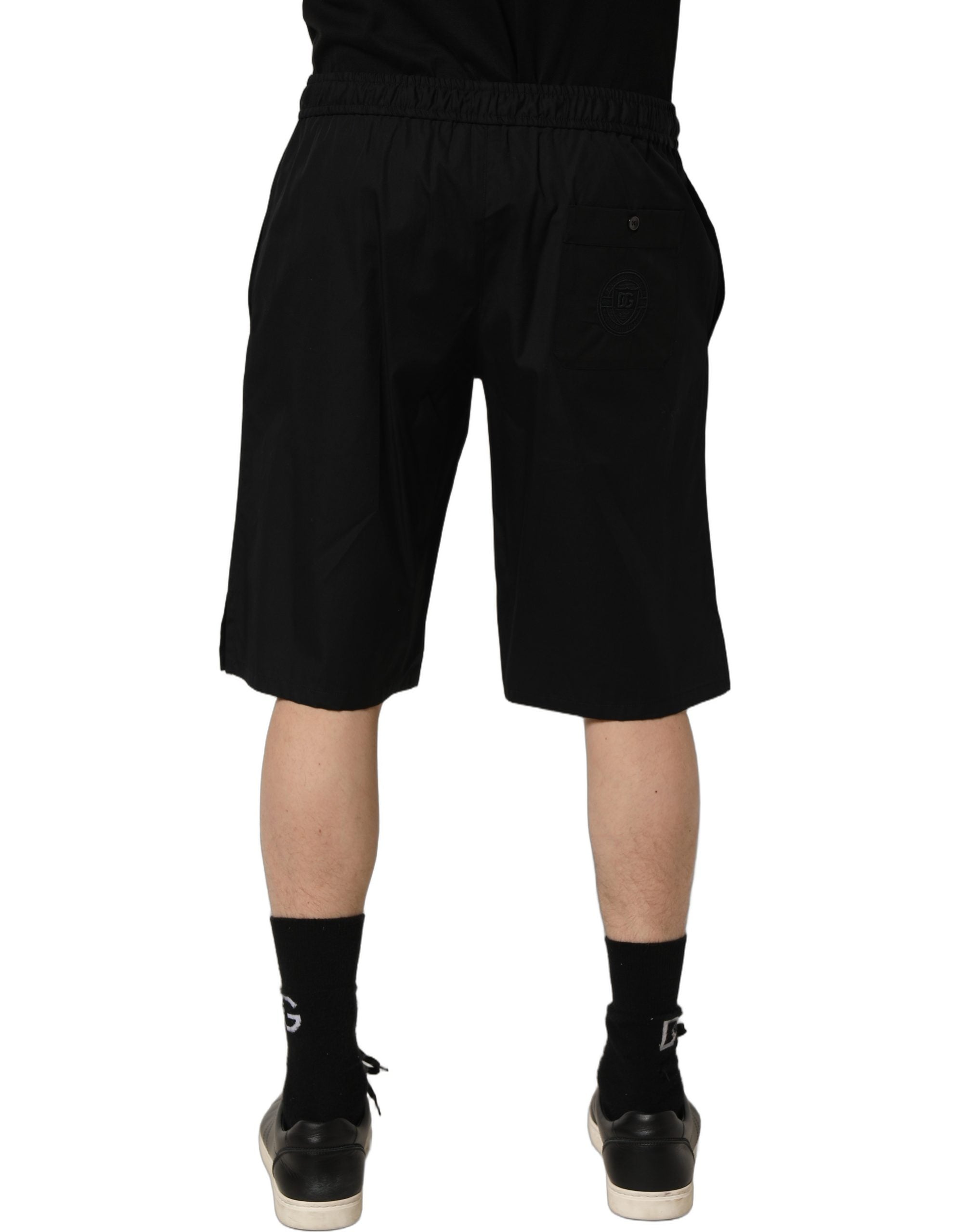 Dolce & Gabbana Schwarz Baumwolle Sweatshorts Männer Bermuda Shorts