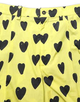 Dolce & Gabbana Herren-Bermudashorts aus Baumwolle in Gelb mit Herz-Print