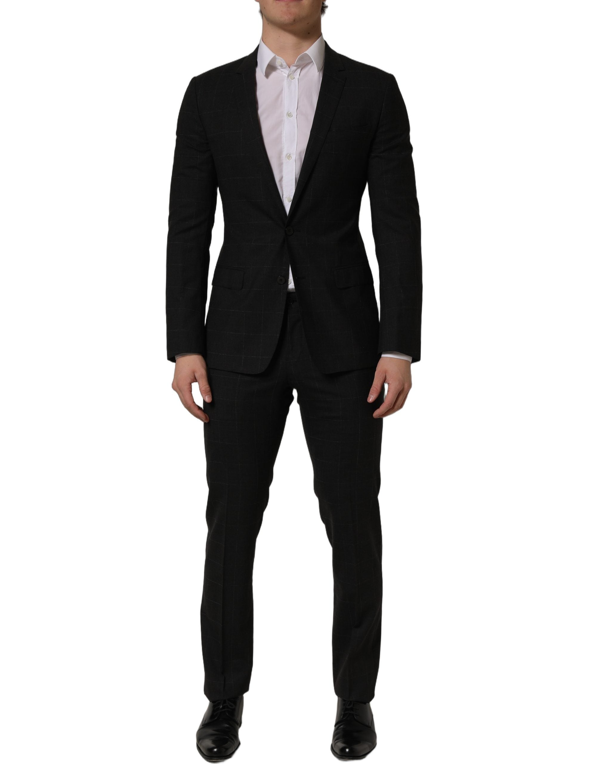 Dolce & Gabbana Schwarzer Woll-Anzug im Slim Fit für Herren, 2-teilig