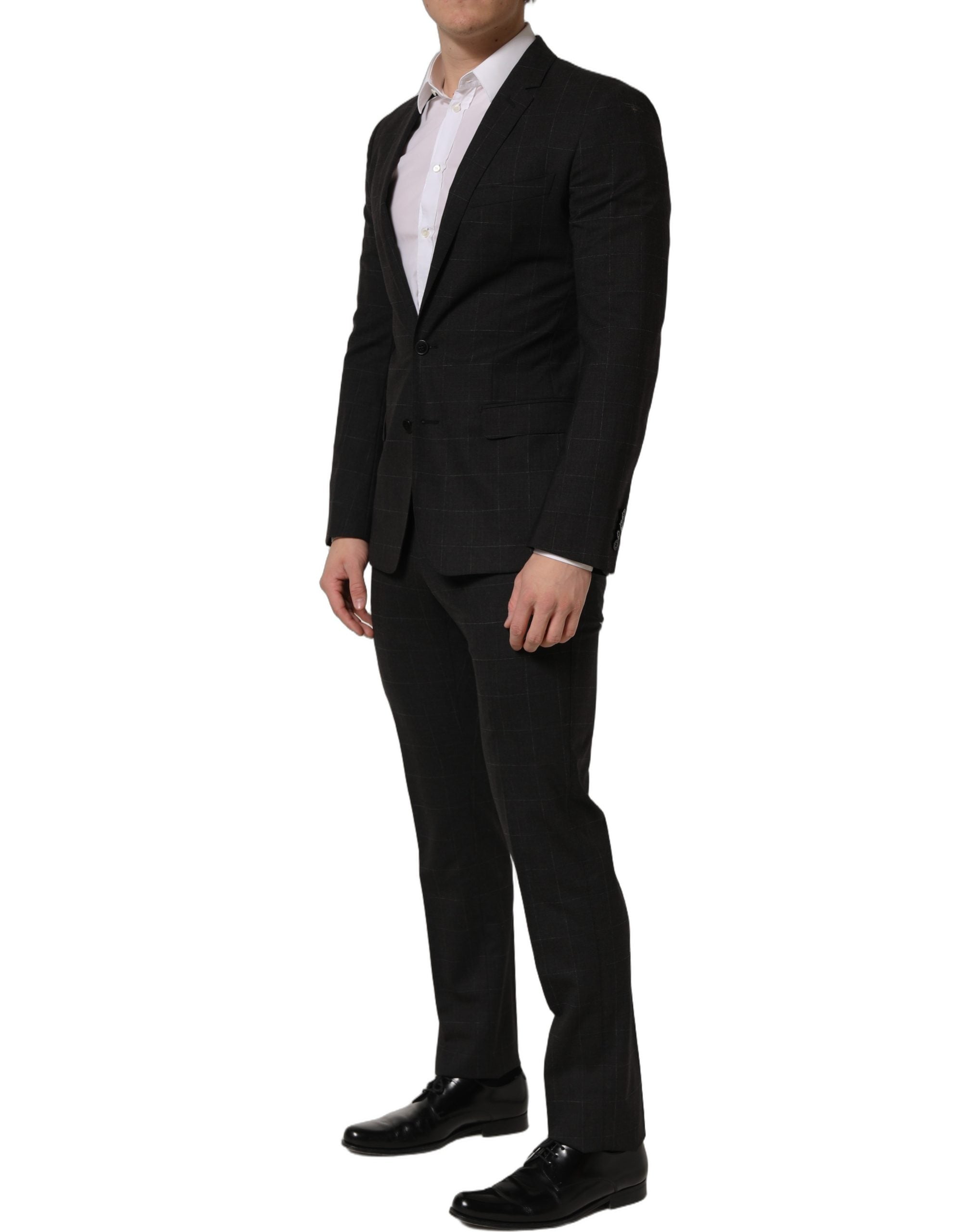 Dolce & Gabbana Schwarzer Woll-Anzug im Slim Fit für Herren, 2-teilig