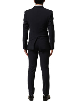 Dolce & Gabbana Schwarzer Woll-Anzug im Slim Fit-Stil, 3-teilig für Herren