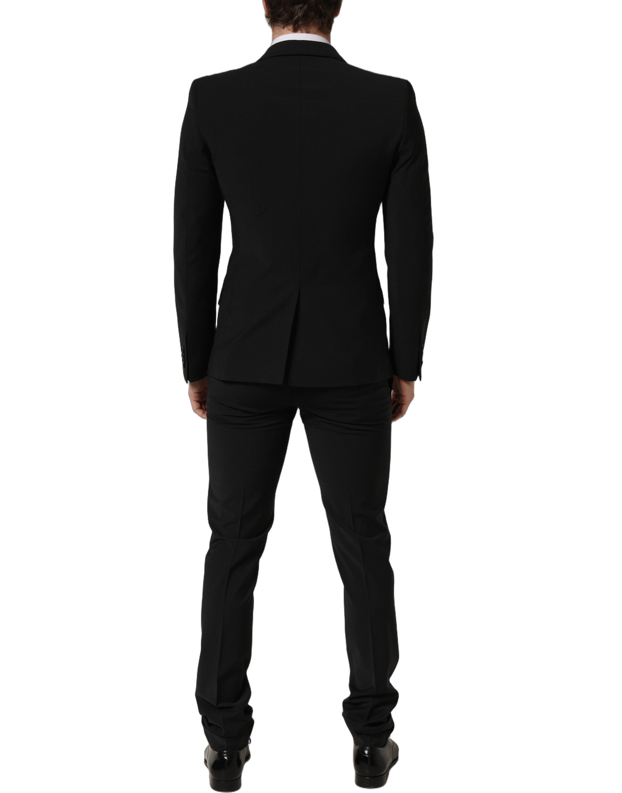 Dolce & Gabbana Schwarzer Woll-Anzug im Slim Fit für Herren, 2-teilig