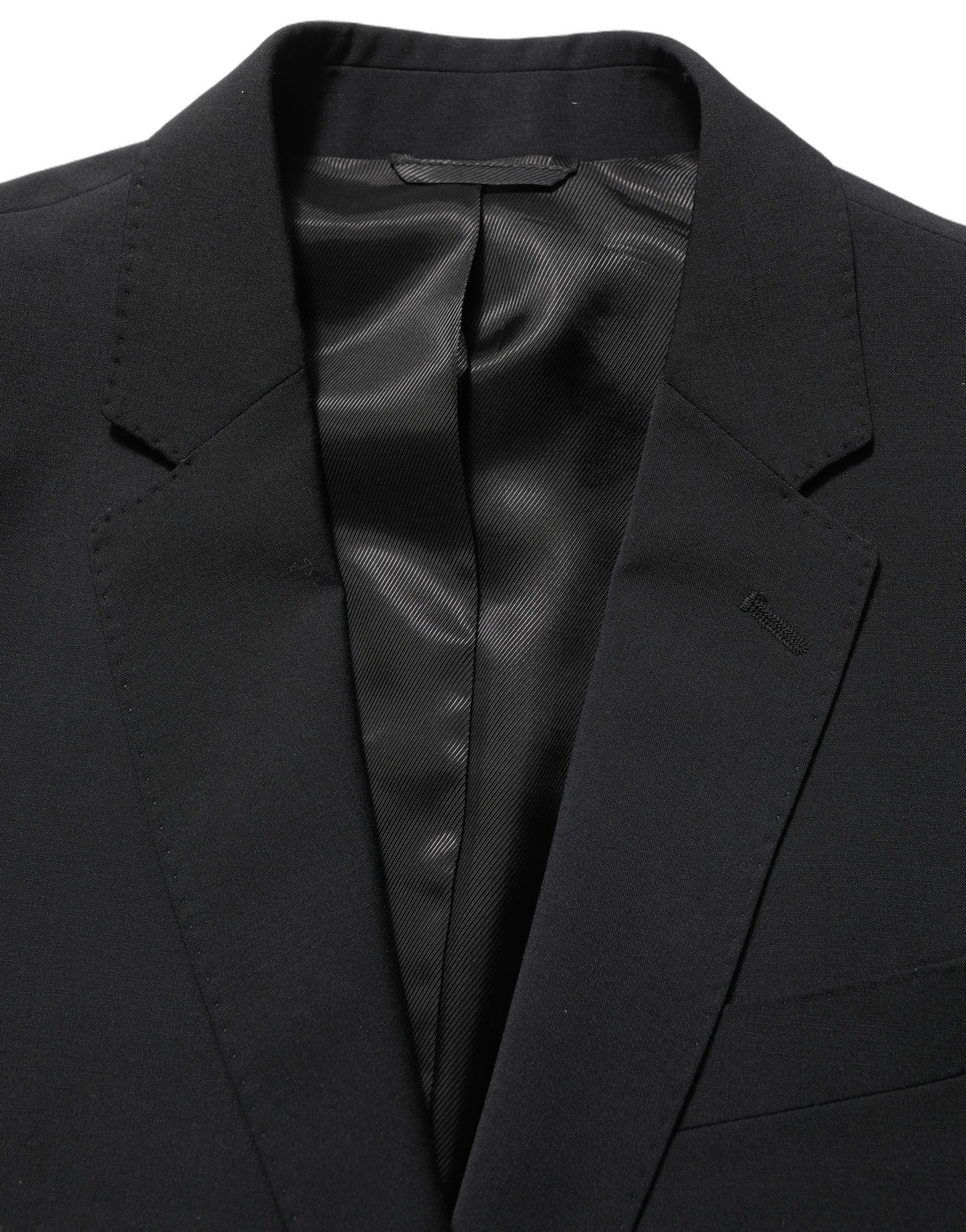 Dolce & Gabbana Schwarzer Woll-Anzug im Slim Fit für Herren, 2-teilig