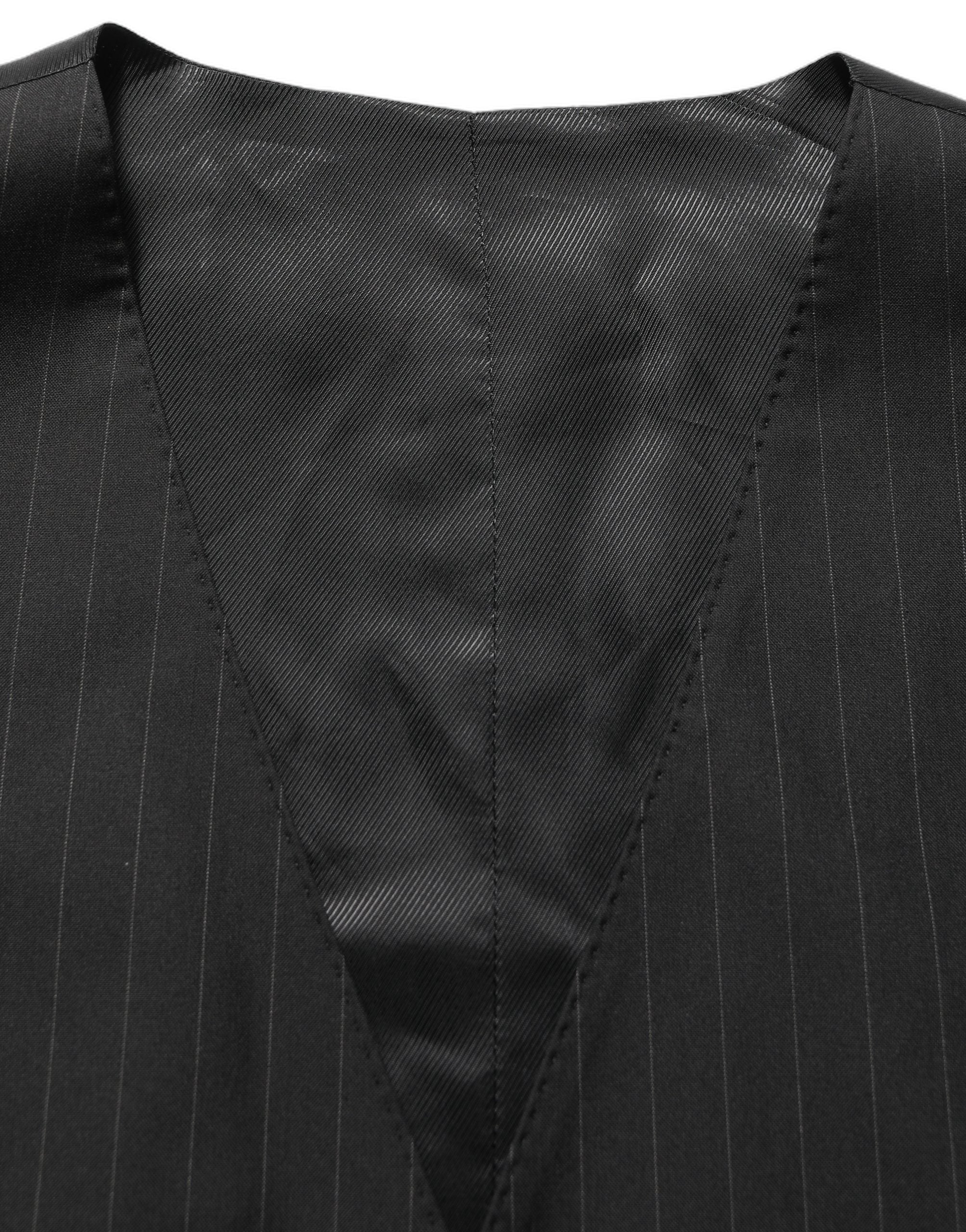 Dolce & Gabbana Schwarzer Nadelstreifen-Anzug im Slim Fit-Stil, 3-teilig