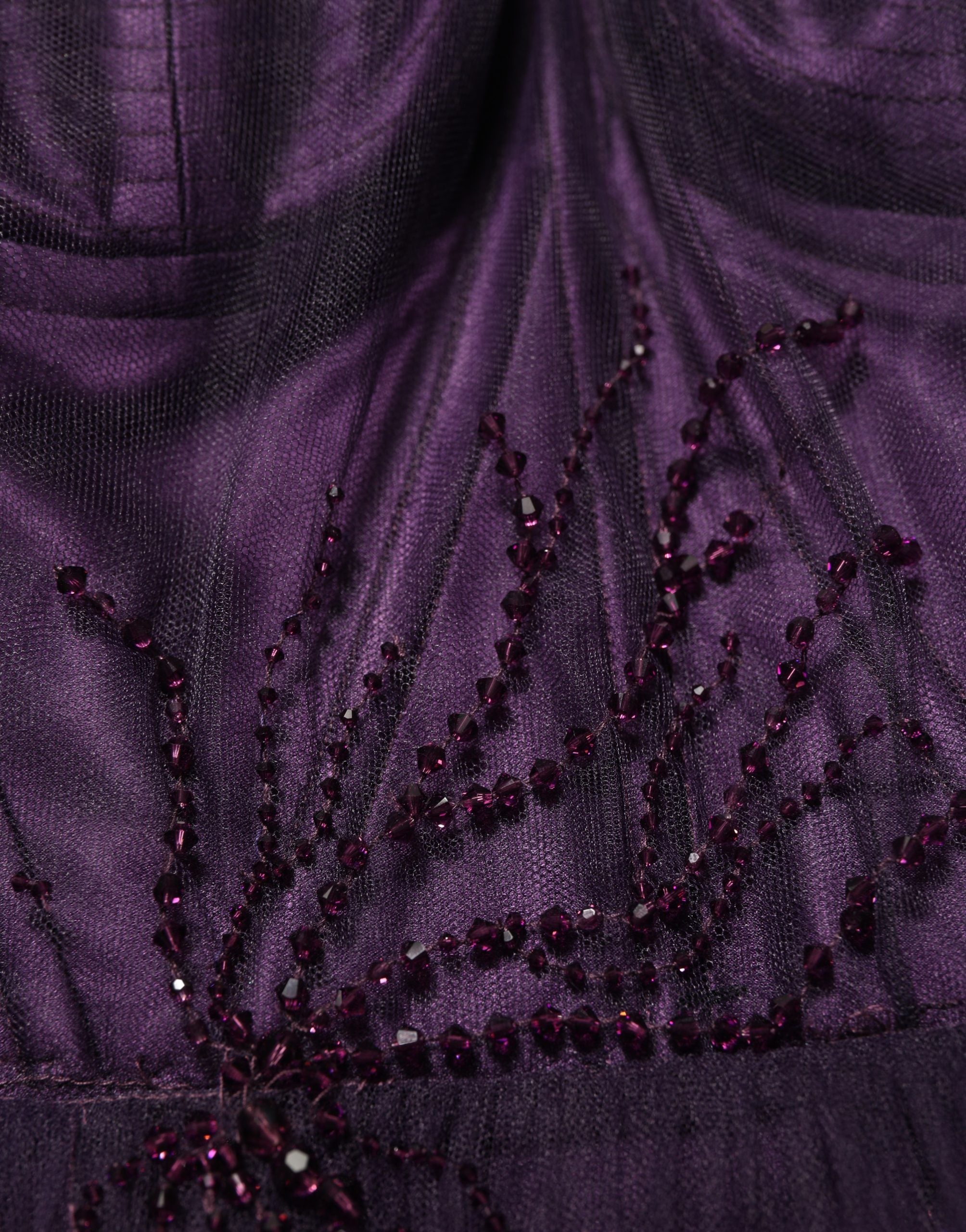 Dolce & Gabbana Lila bodenlanges Tüll-Seiden-Abendkleid mit Volants