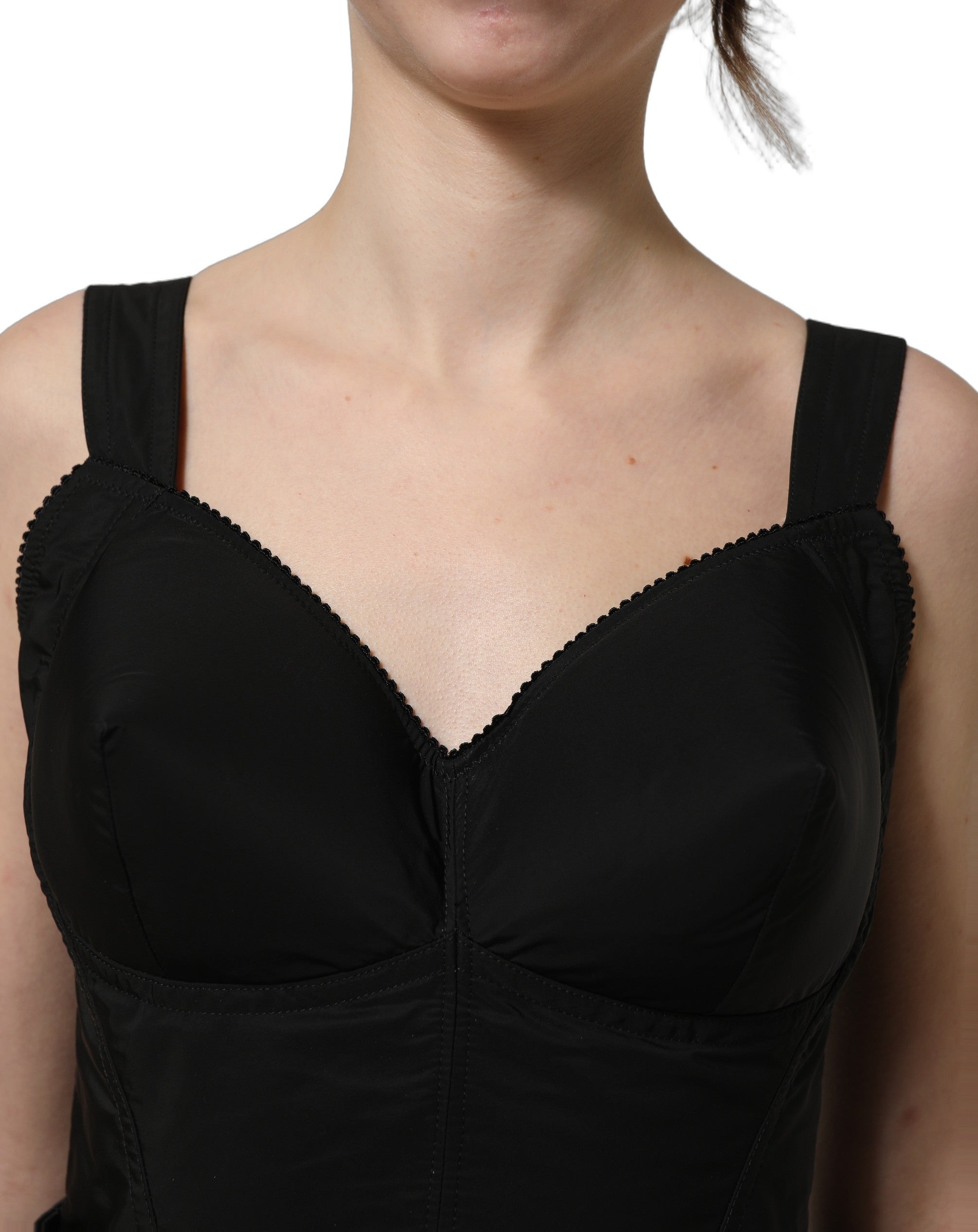 Dolce & Gabbana Schwarzes A-Linien-Minikleid aus Nylon ohne Ärmel