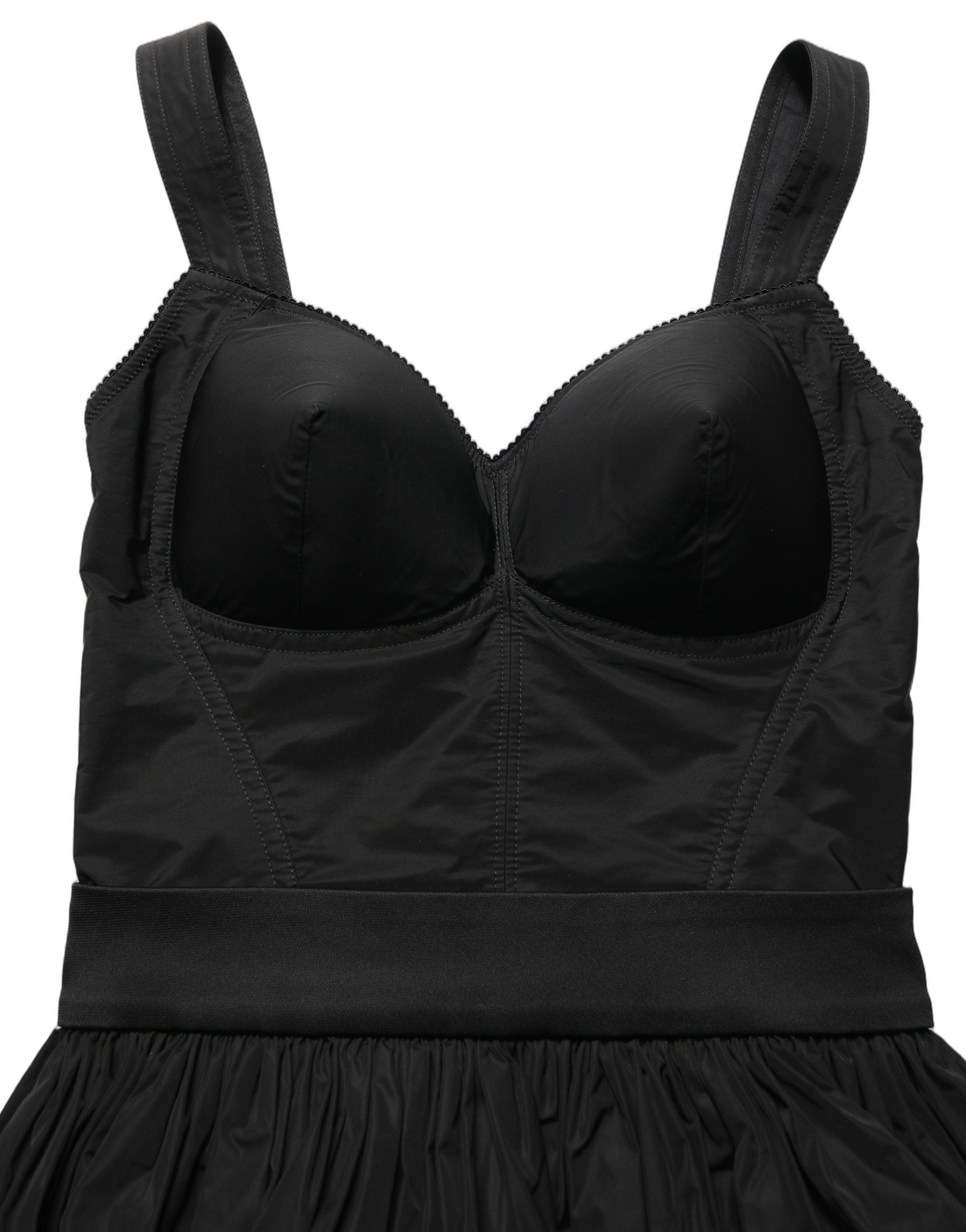 Dolce & Gabbana Schwarzes A-Linien-Minikleid aus Nylon ohne Ärmel
