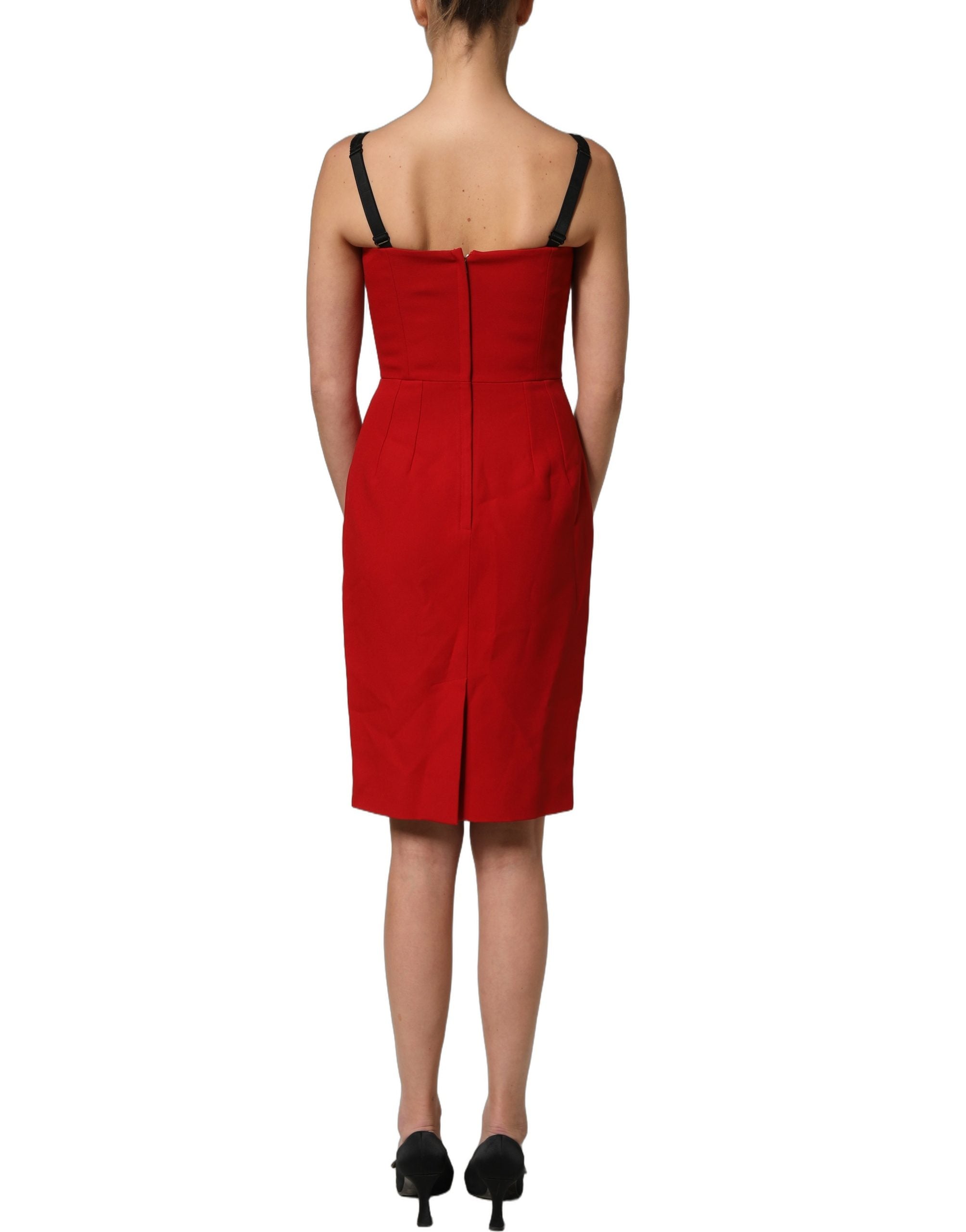 Dolce & Gabbana Rotes Stretch Bodycon Etuikleid knielang