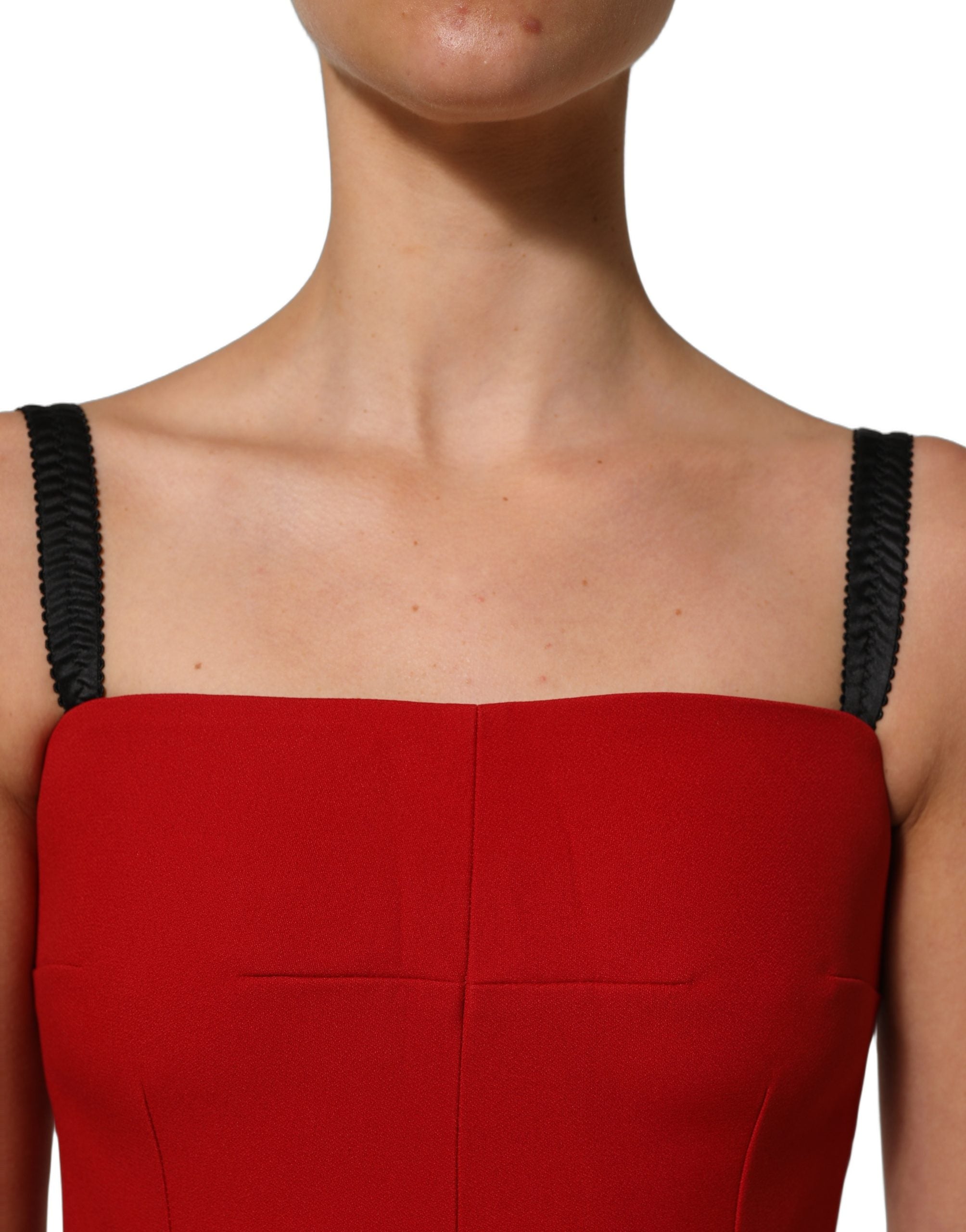 Dolce & Gabbana Rotes Stretch Bodycon Etuikleid knielang