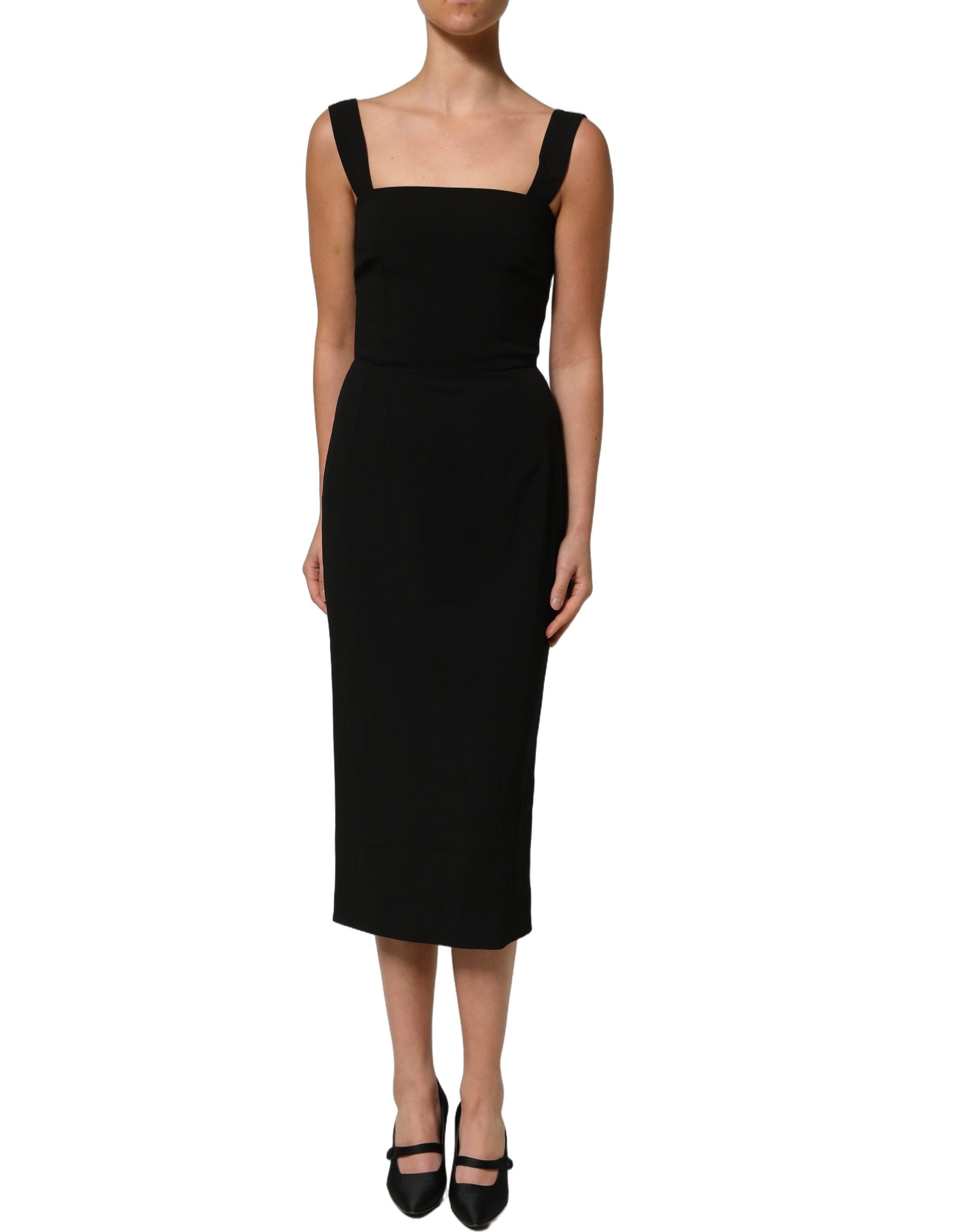 Dolce & Gabbana Schwarzes Midi-Etuikleid aus Viskose-Stretch
