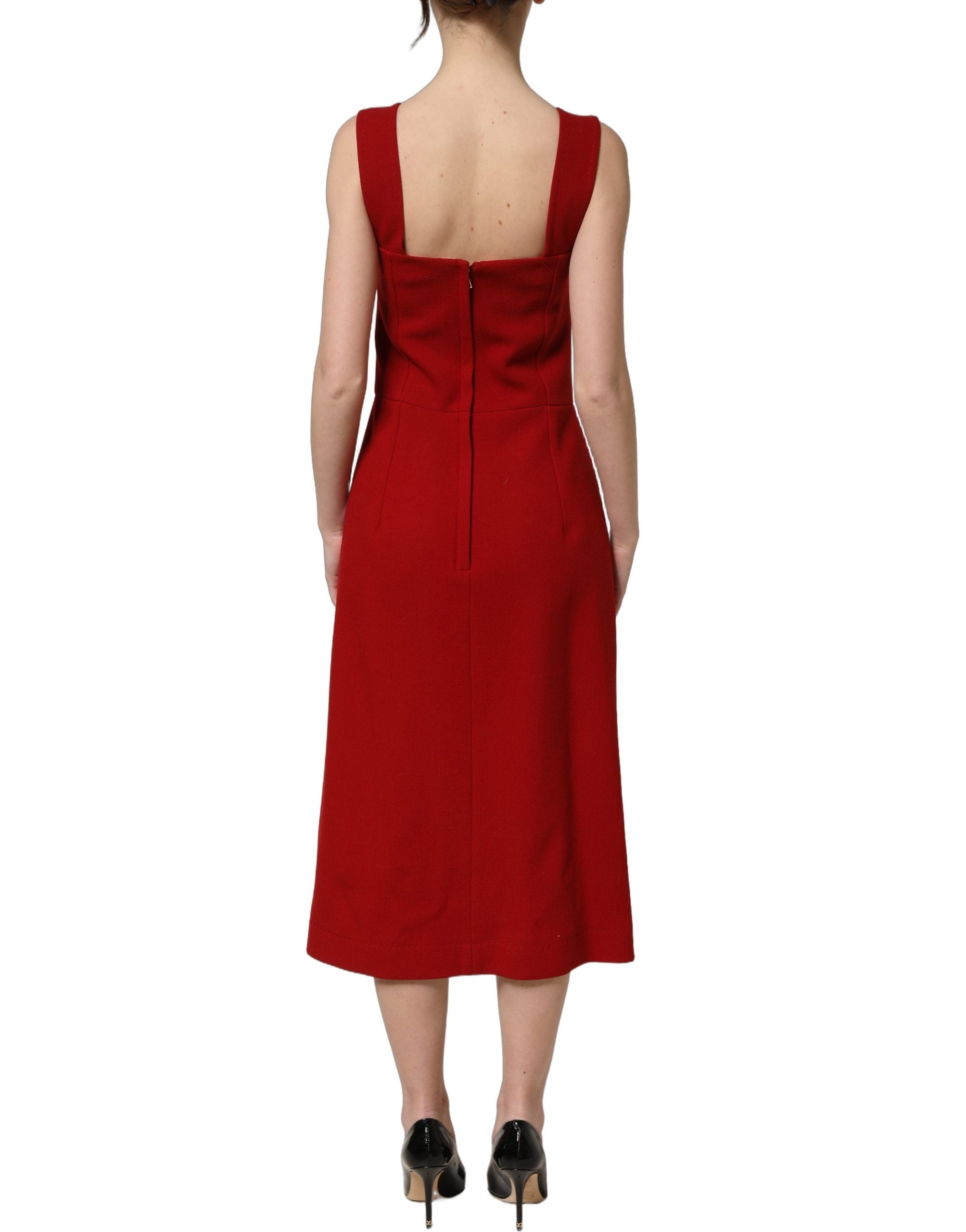 Dolce & Gabbana Ärmelloses Midikleid aus zweifarbigem rosa Wollgemisch