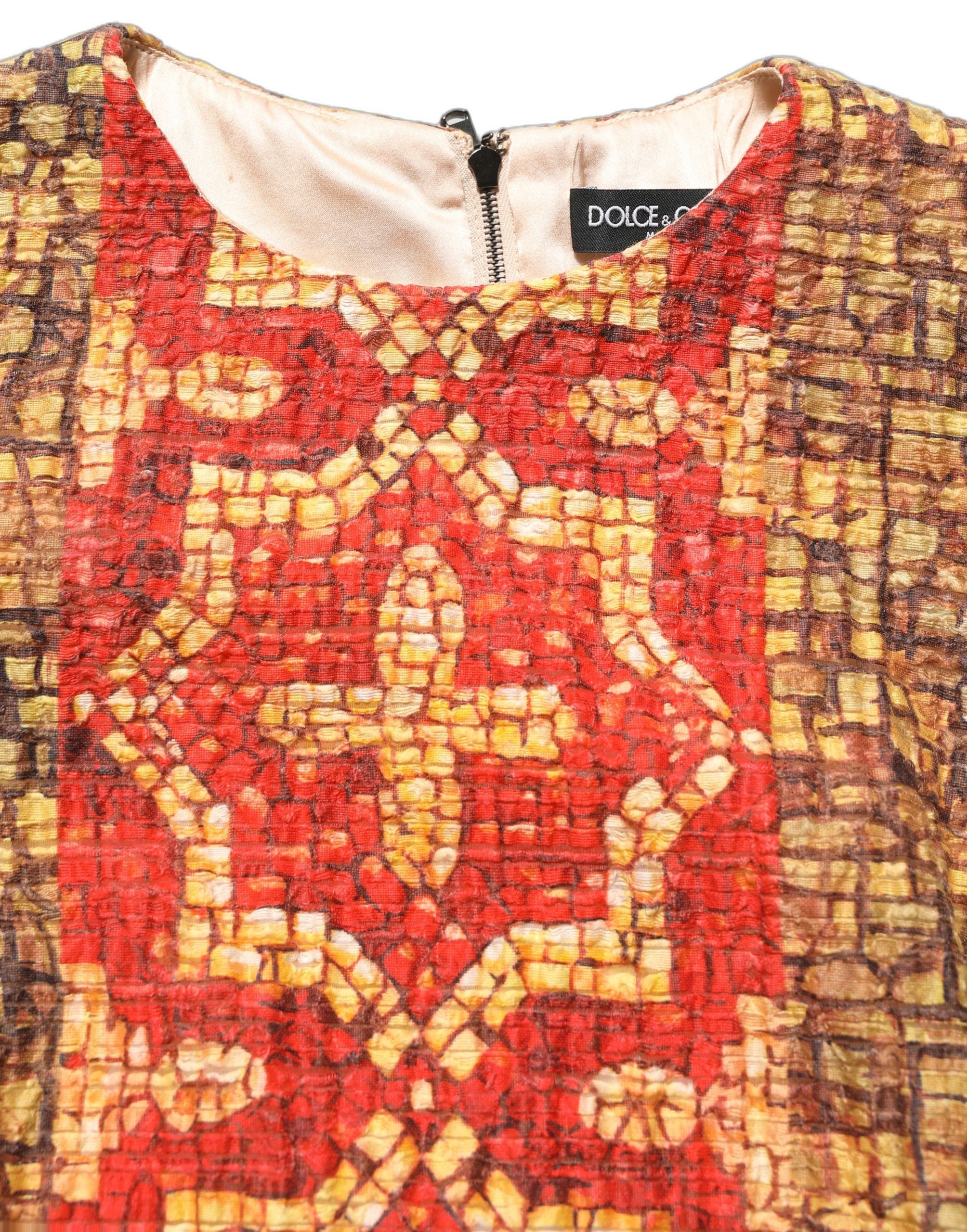 Dolce & Gabbana Minikleid mit Mosaik-Print und langen Ärmeln