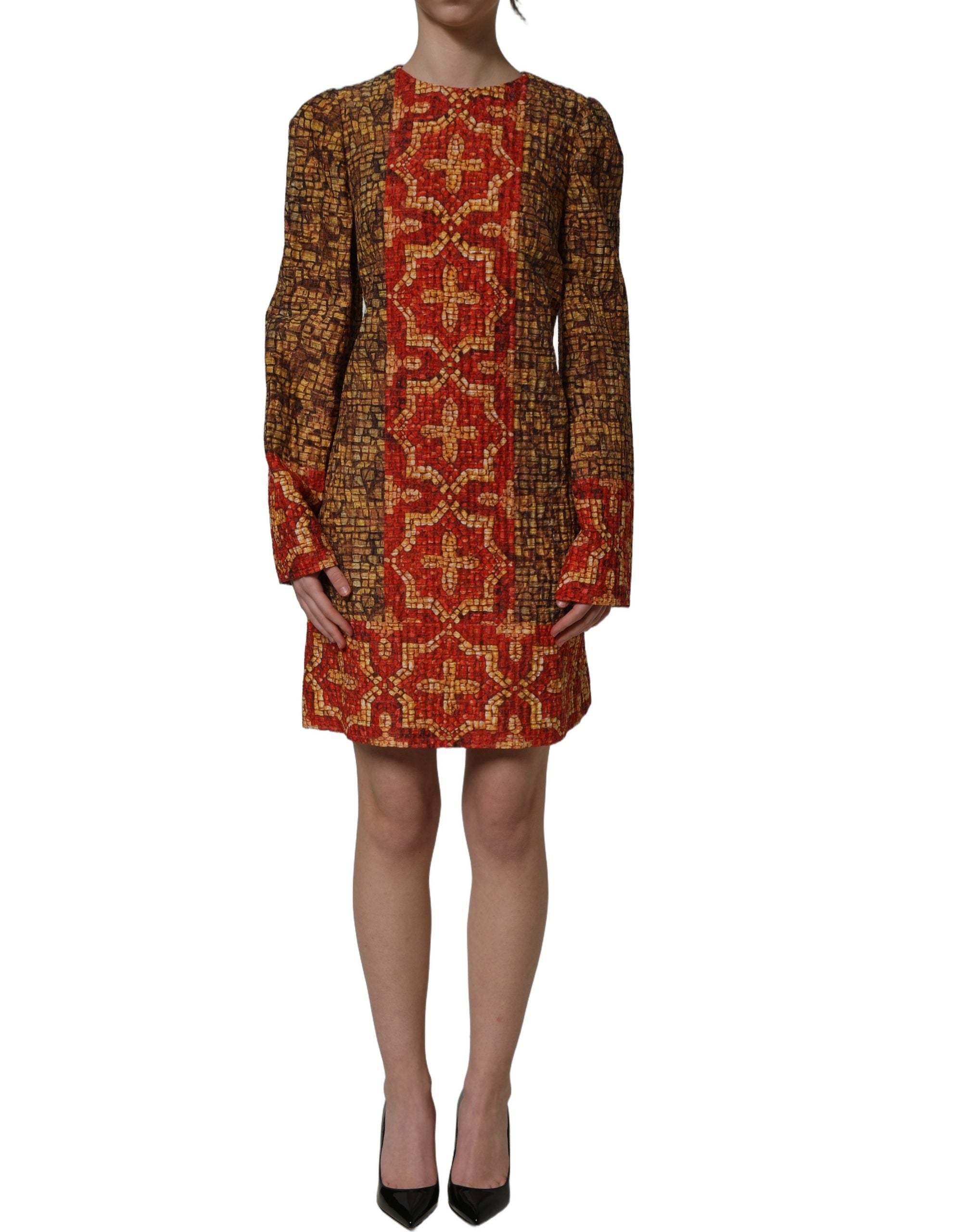 Dolce & Gabbana Minikleid mit Mosaik-Print und langen Ärmeln