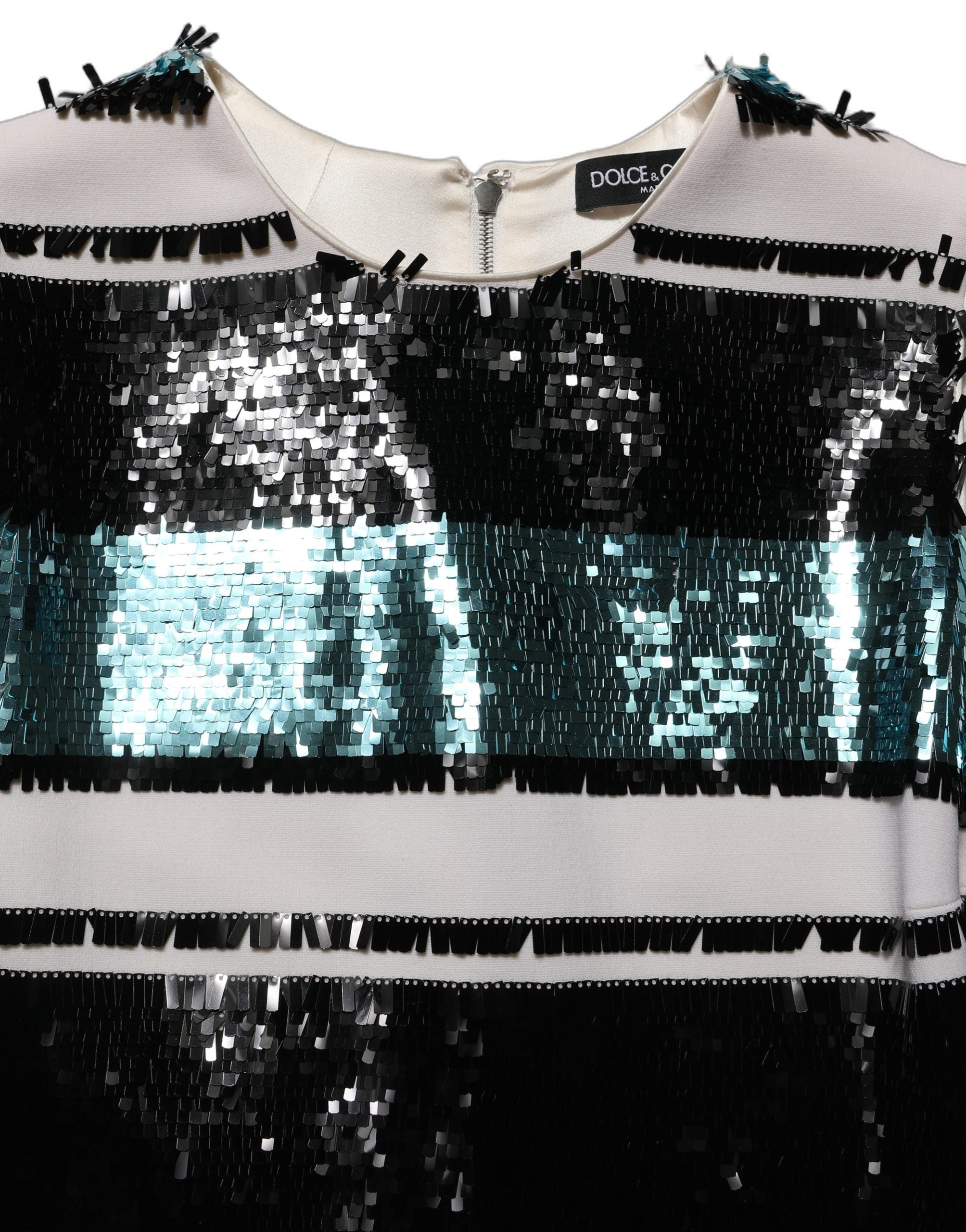 Dolce & Gabbana Ärmelloses Shift-Kleid mit mehrfarbigen Pailletten