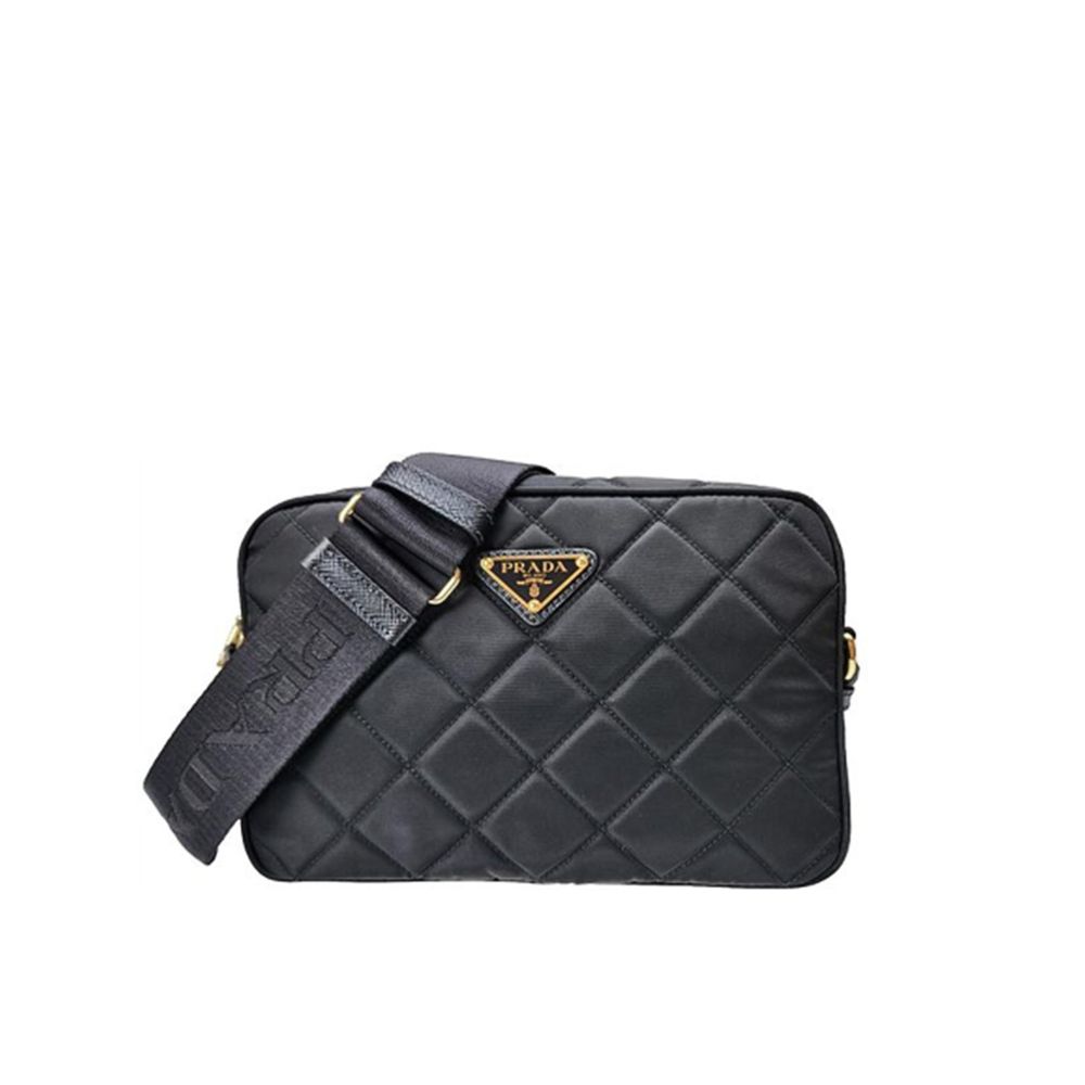 Prada Schwarze Bos Taurus Kalbsleder Schultertasche