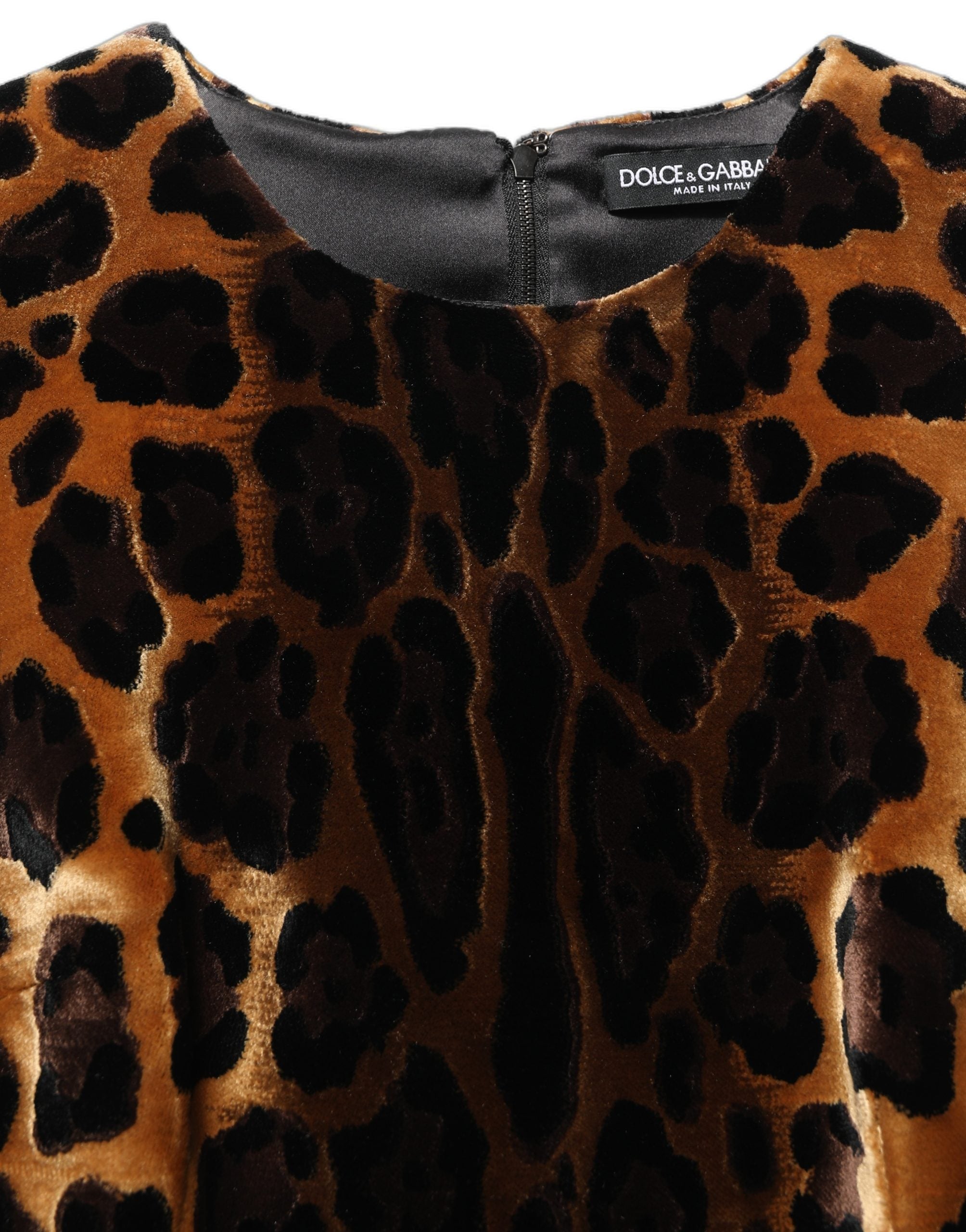 Dolce & Gabbana Braunes ärmelloses Etui-Minikleid mit Leopardenmuster