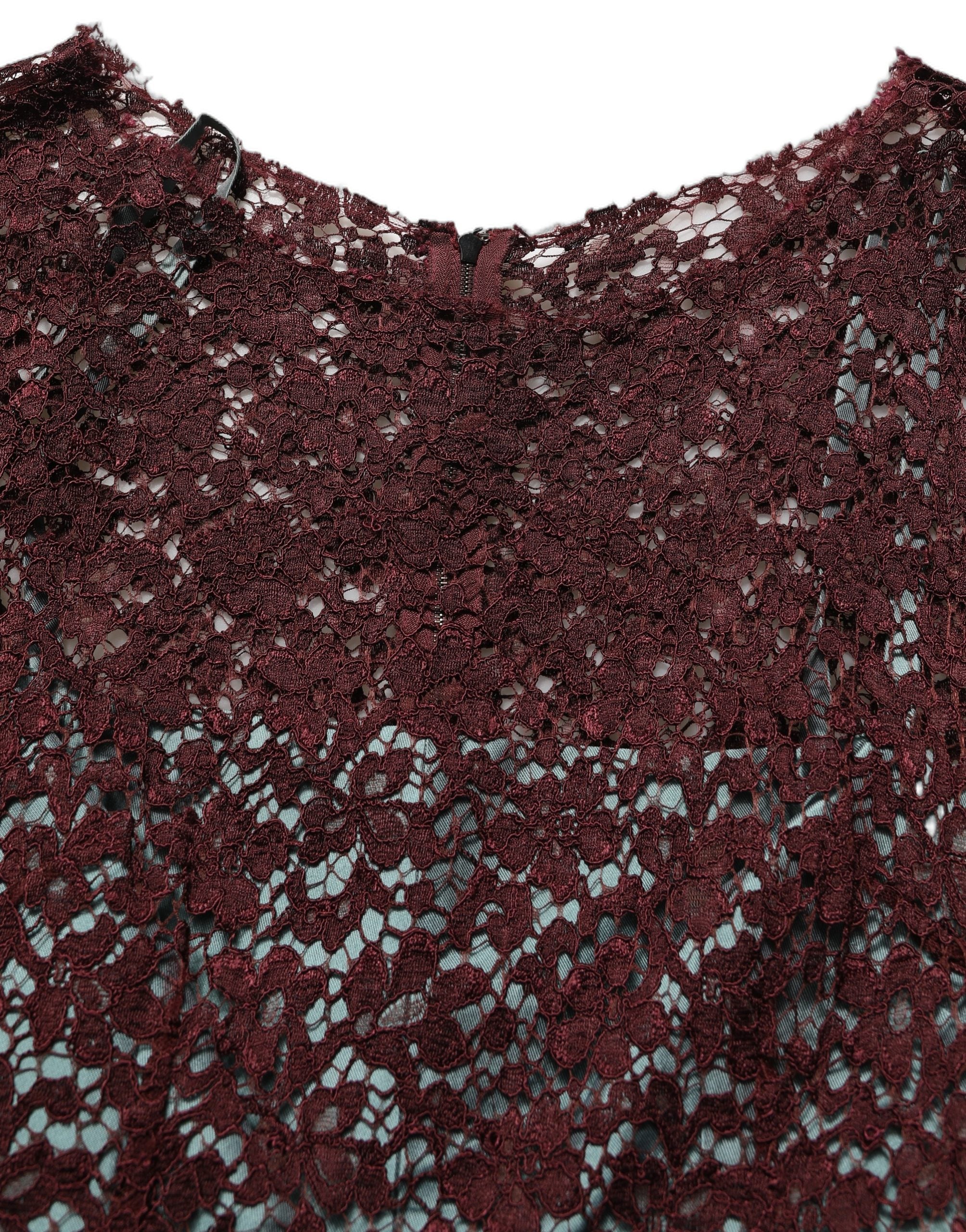 Dolce & Gabbana Mehrfarbiges Blumen-Spitzen-Taft-Midikleid mit Falten