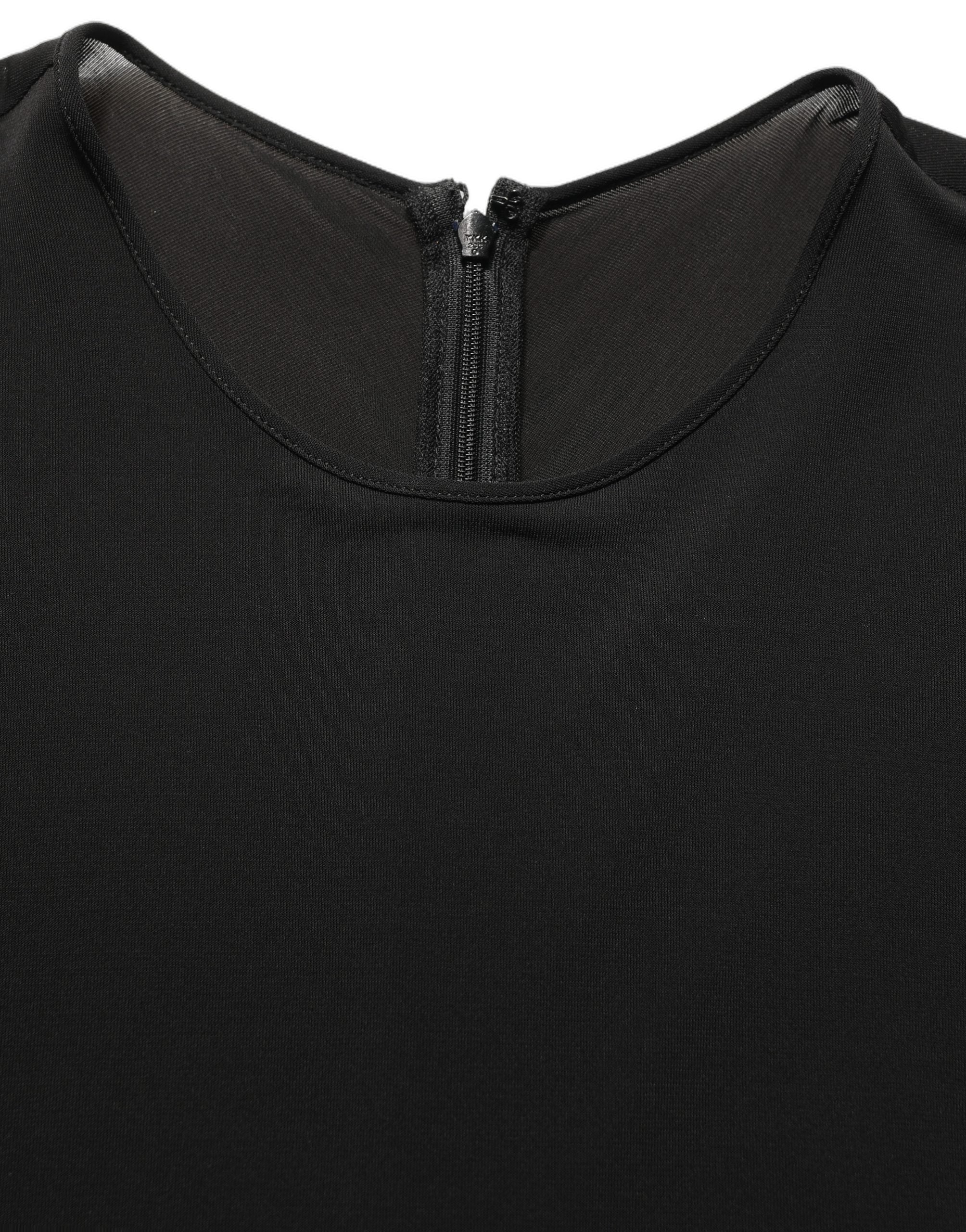 Dolce & Gabbana Schwarzes Maxikleid aus Baumwolle mit langen Ärmeln