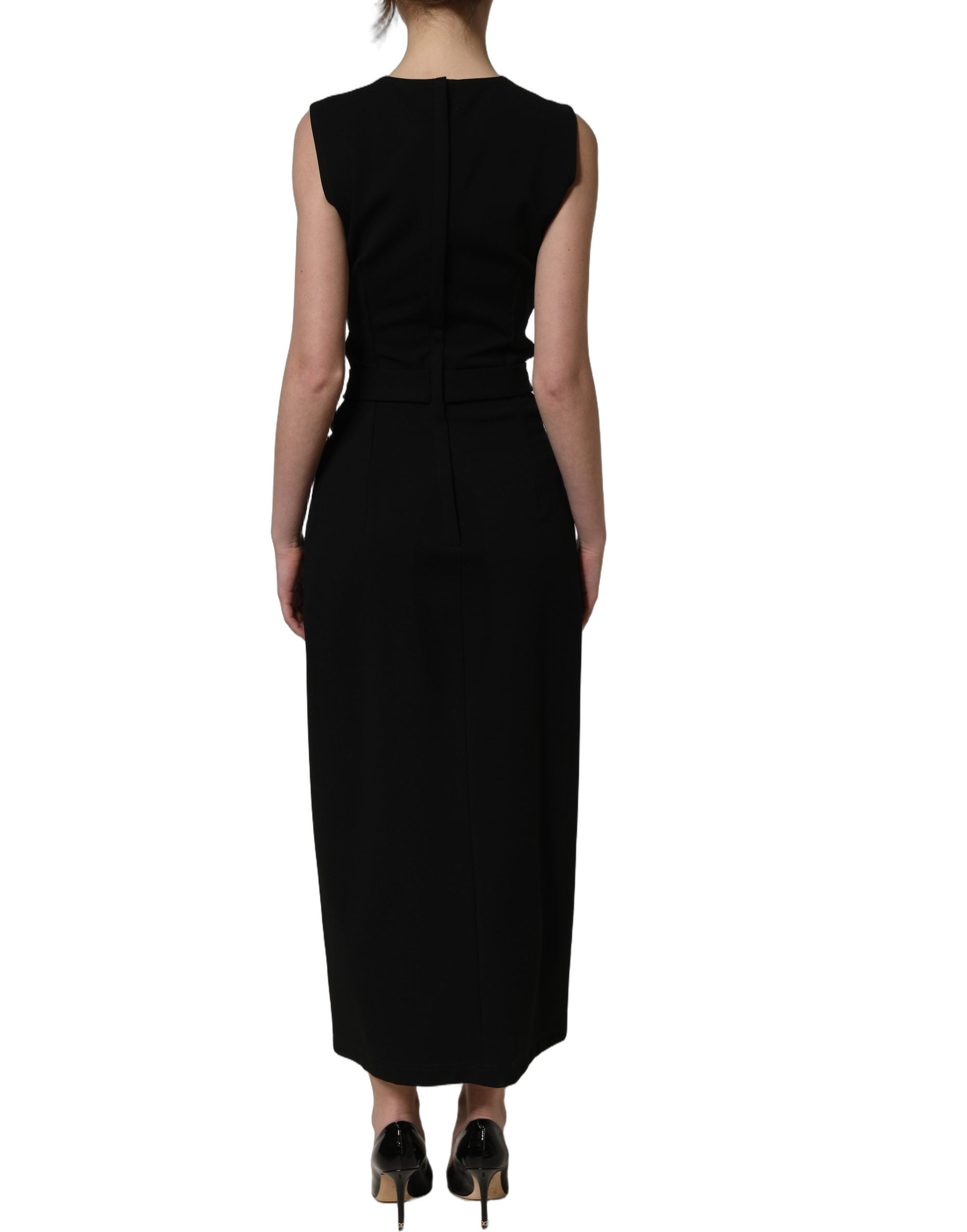 Dolce & Gabbana Schwarzes Maxikleid ohne Ärmel mit Cut-Out-Detail